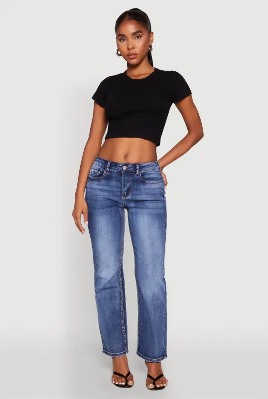 Basic Ribbed Knit Cropped Tee sold by Rainbow