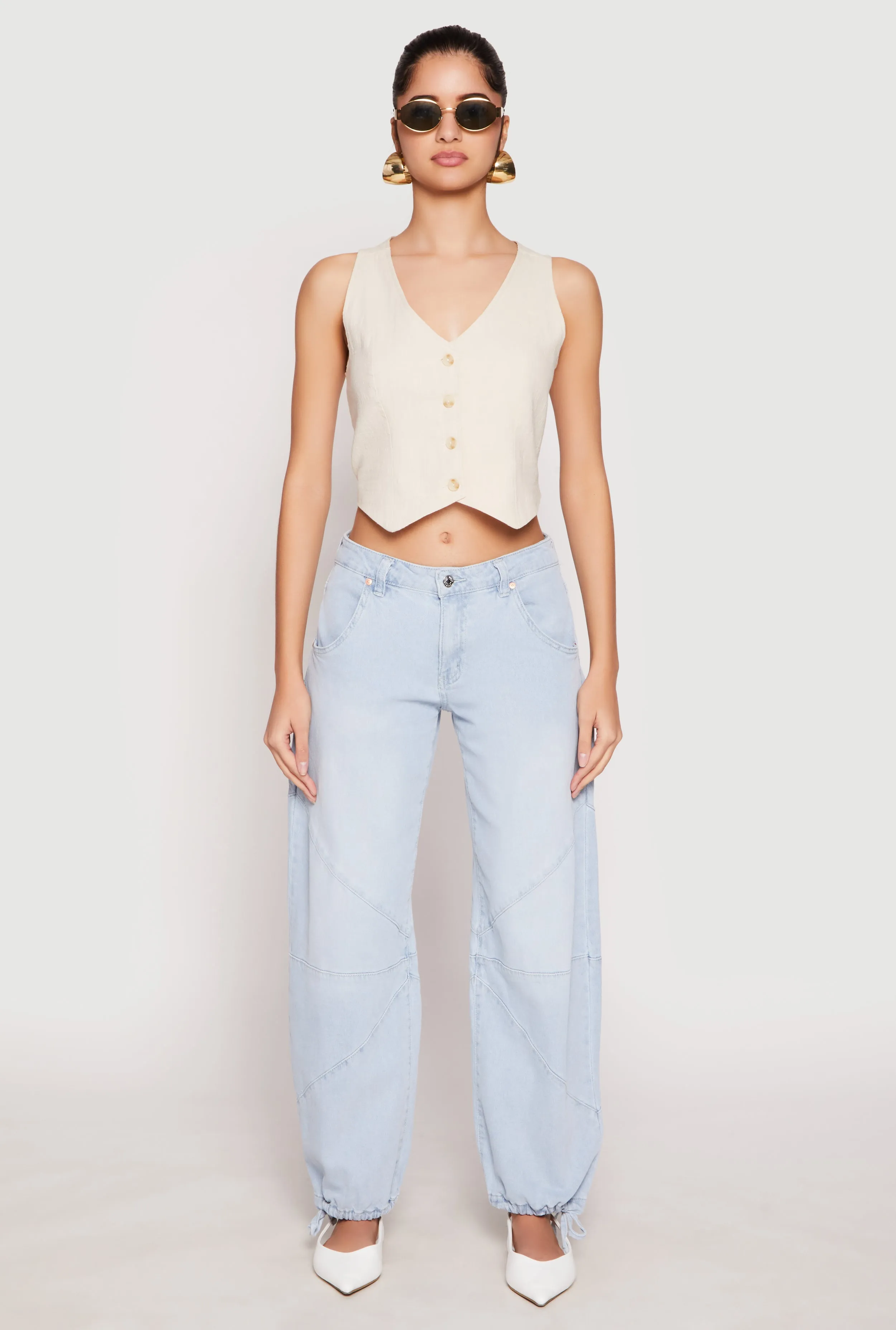 Button Front Cropped Vest sold by Rainbow product image thumbnail 3