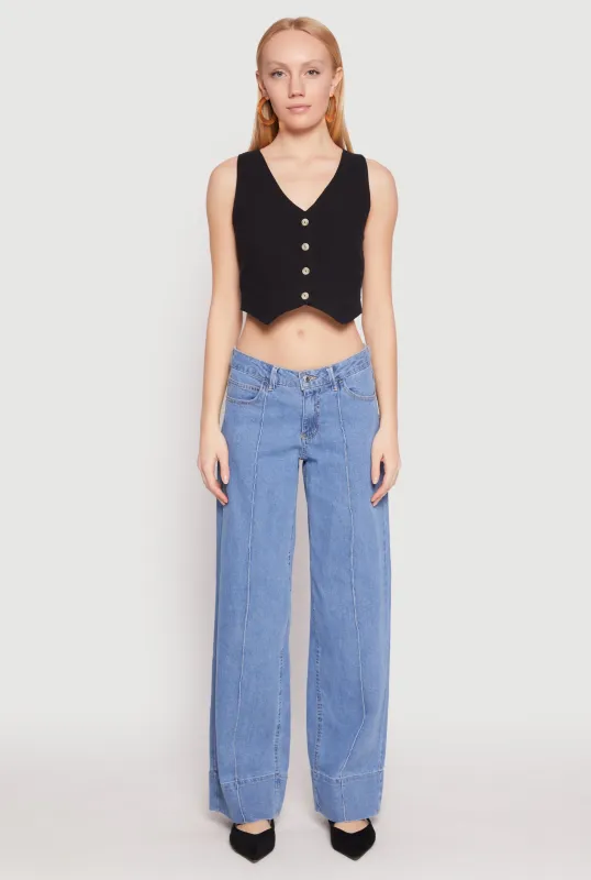 Button Front Cropped Vest sold by Rainbow