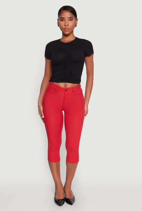 Ruched Crew Neck Cropped Tee sold by Rainbow