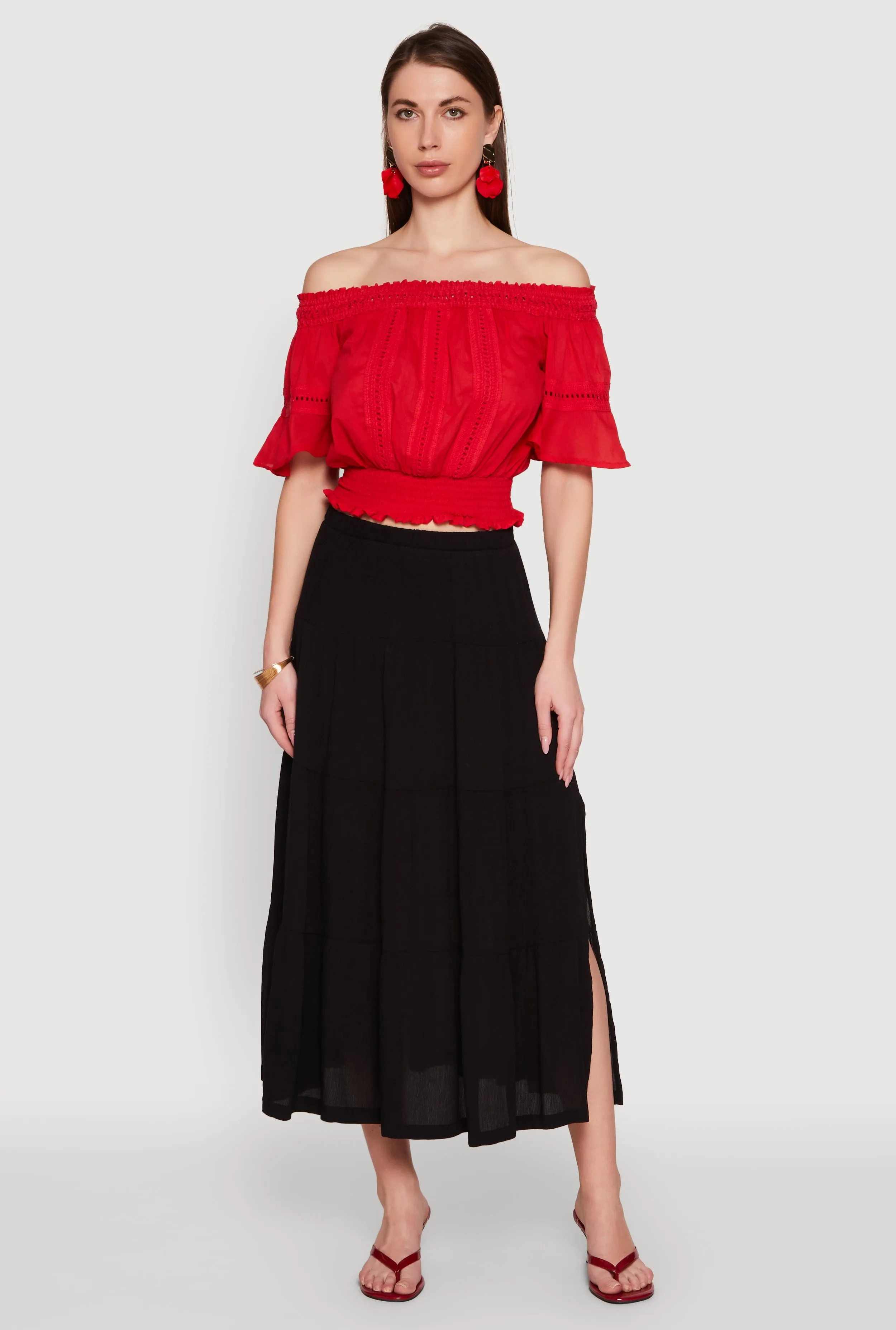 Crochet Detail Off The Shoulder Crop Top sold by Rainbow product image thumbnail 5