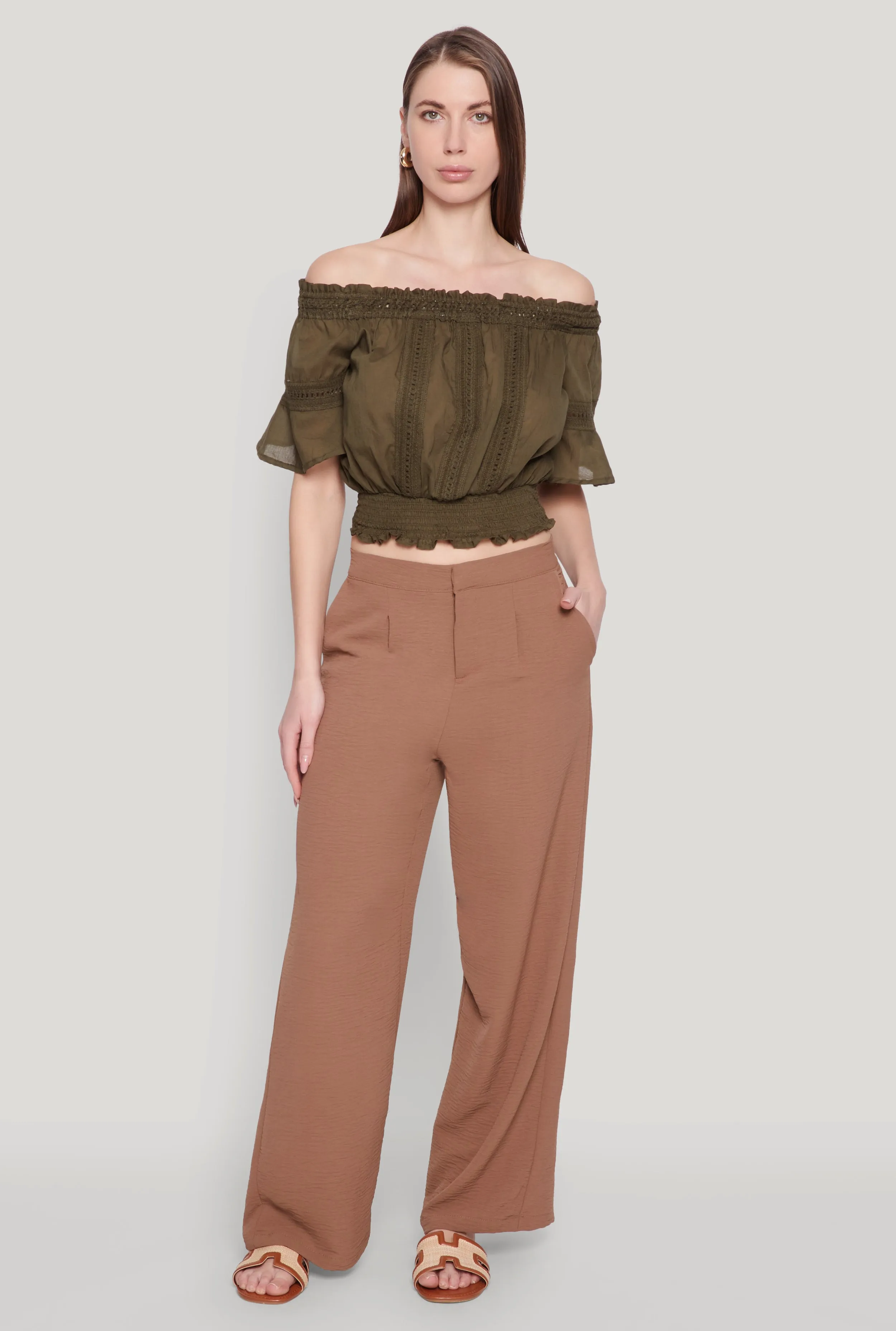 Crochet Detail Off The Shoulder Crop Top sold by Rainbow product image thumbnail 3