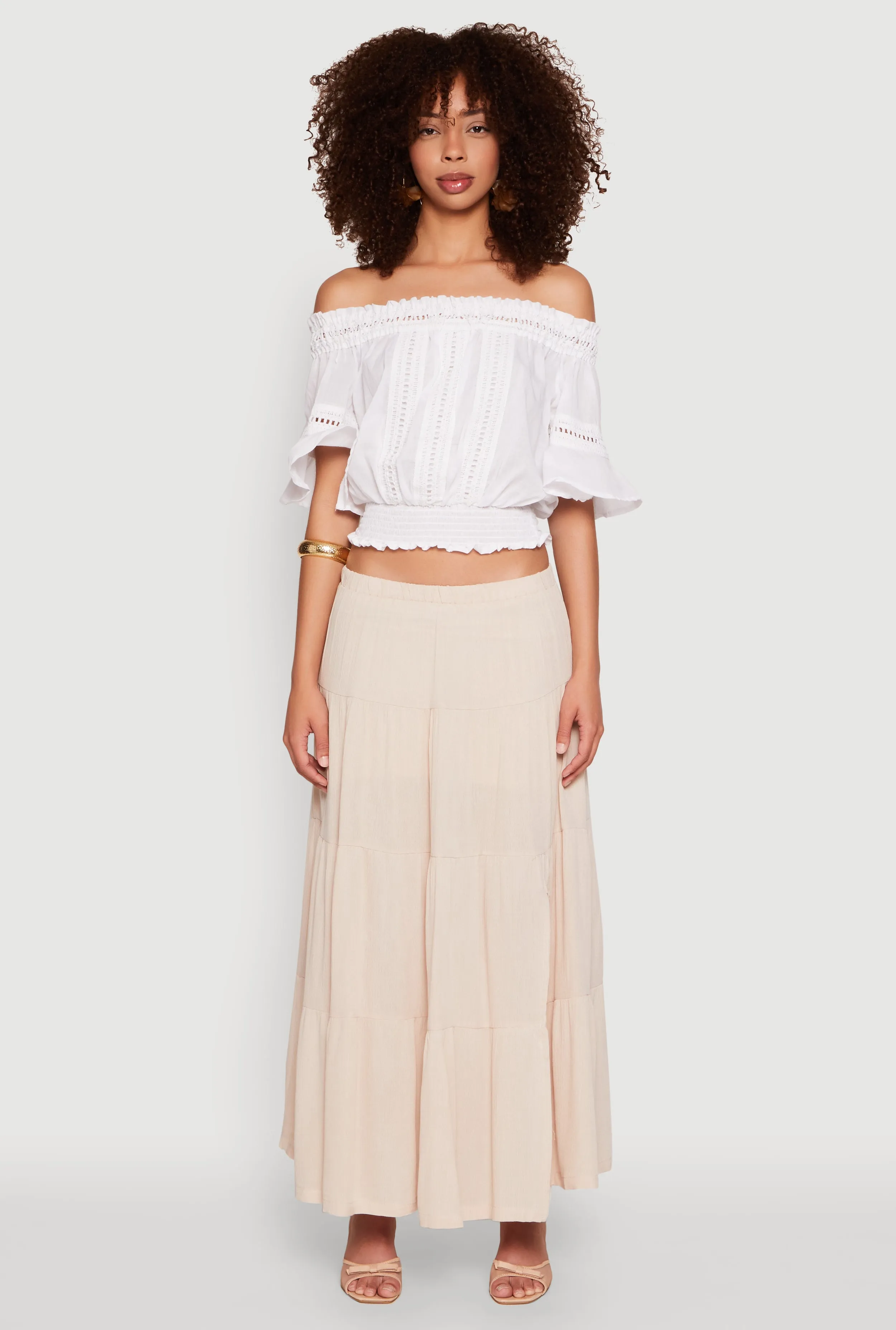 Crochet Detail Off The Shoulder Crop Top sold by Rainbow product image thumbnail 2