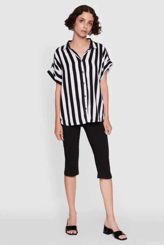 Striped Button Front Fixed Cuff Shirt sold by Rainbow