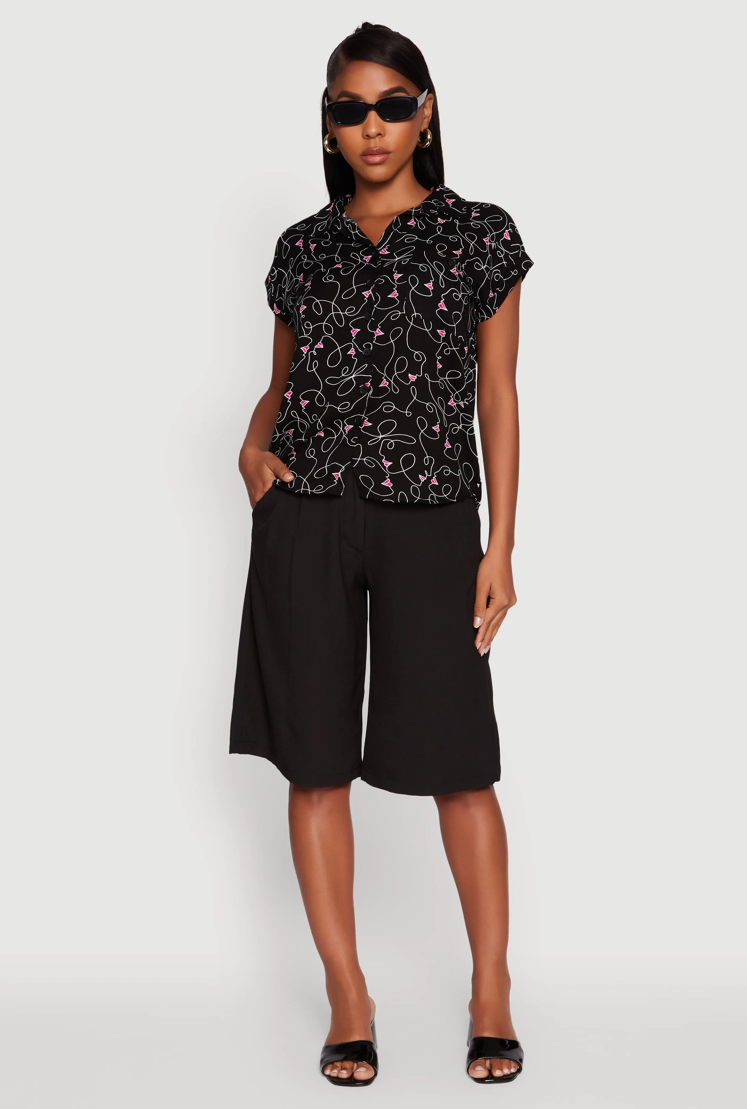 Trendy Classic Fit Abstract Face Print Shirt sold by Rainbow