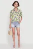 Trendy Tropical Floral Button Front Short Sleeve Shirt sold by Rainbow