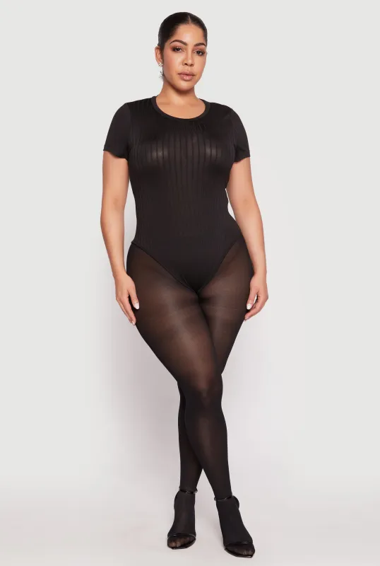 Plus Size Daisy Crew Neck Rib Knit Bodysuit sold by Rainbow