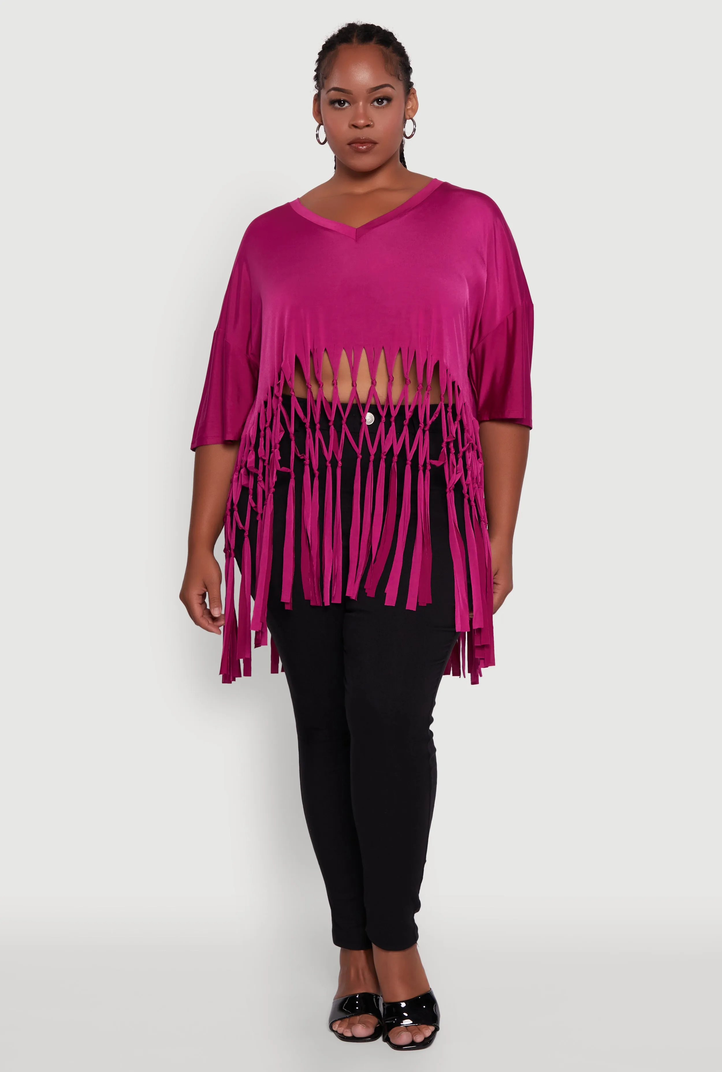 Plus Size Macrame Fringe Tunic Top sold by Rainbow product image thumbnail 2