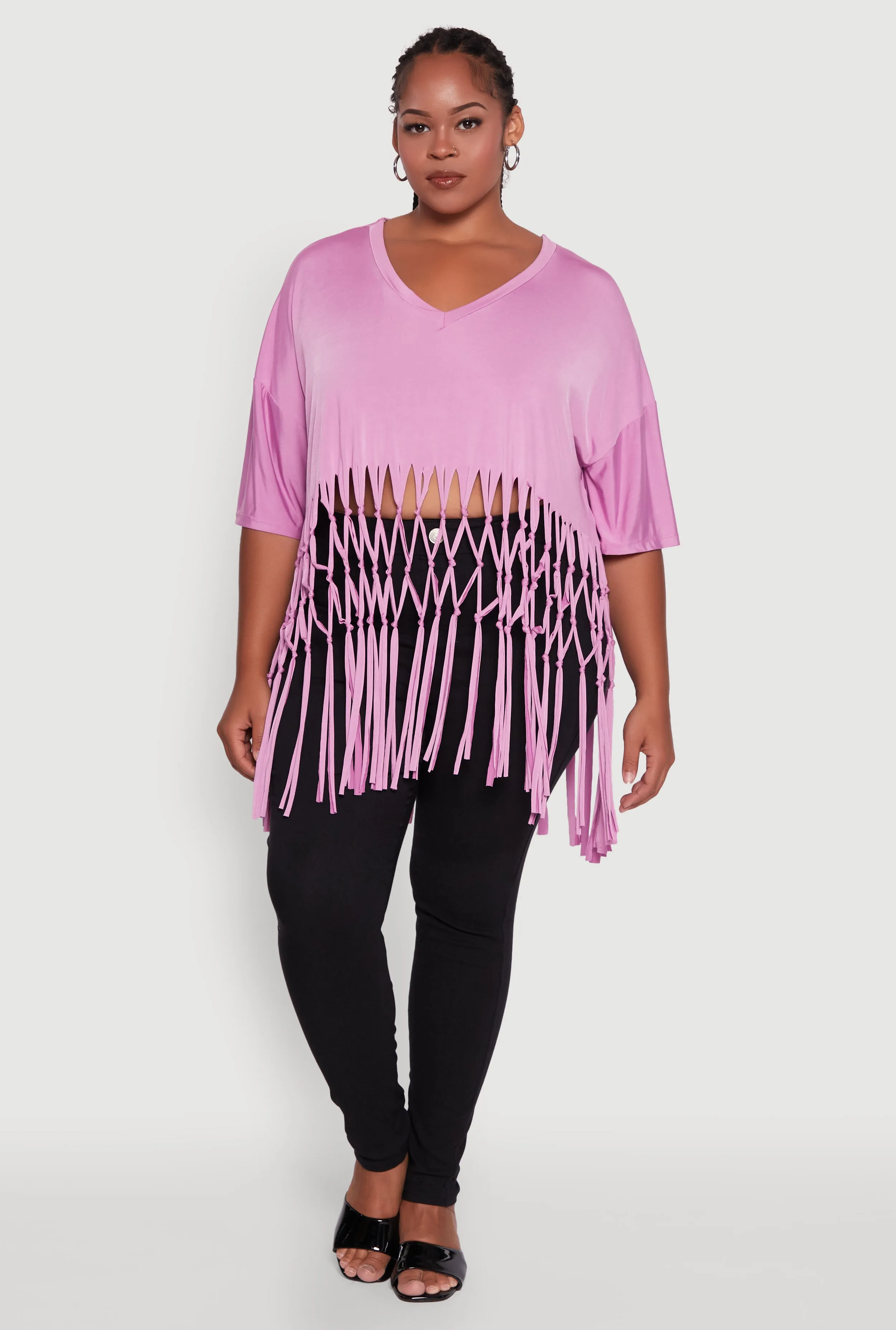 Plus Size Macrame Fringe Tunic Top sold by Rainbow product image thumbnail 3