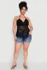 Plus Size Tie Back Crochet Fringe Halter Top sold by Rainbow