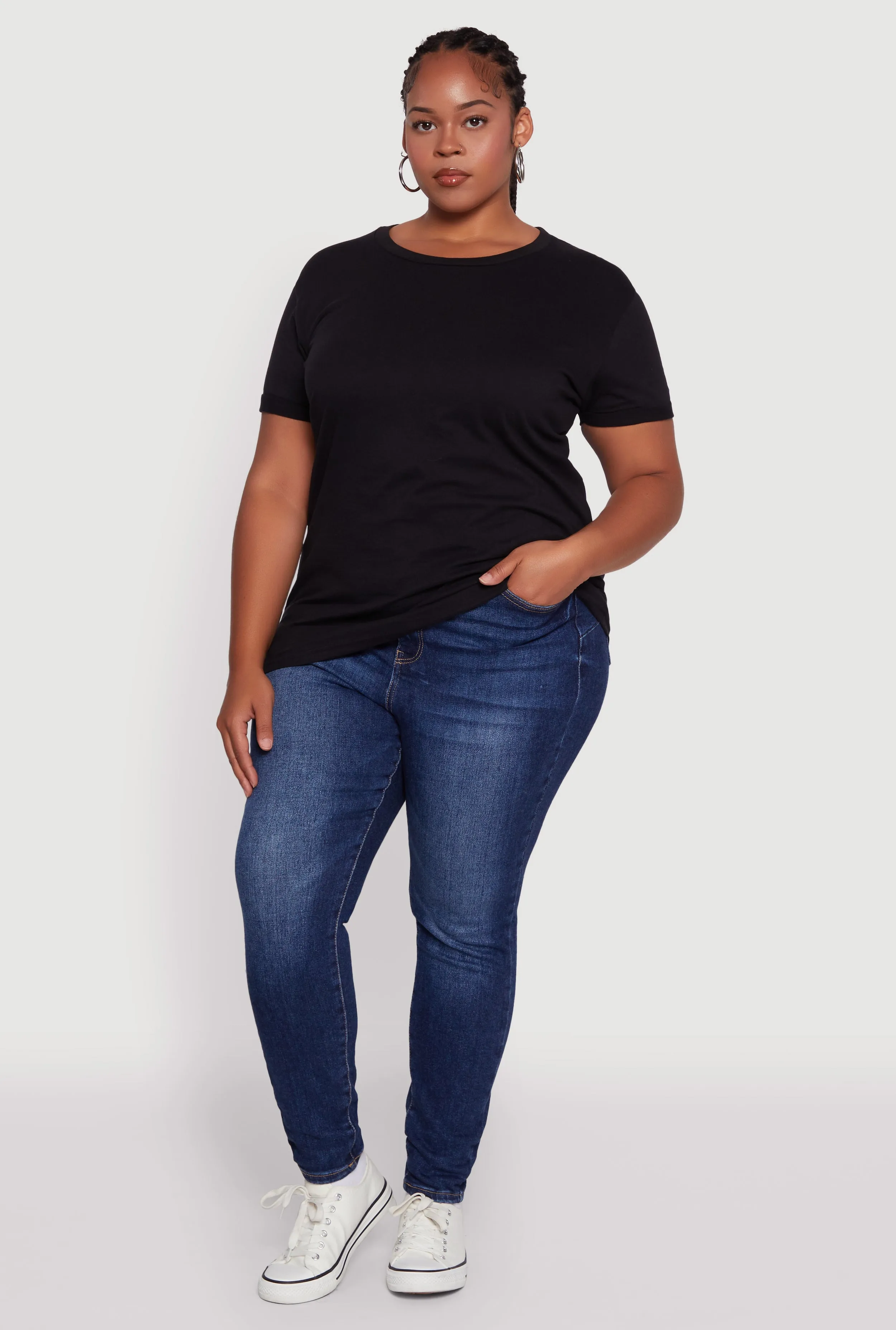 Plus Size Crew Neck Short Sleeve T-Shirt sold by Rainbow