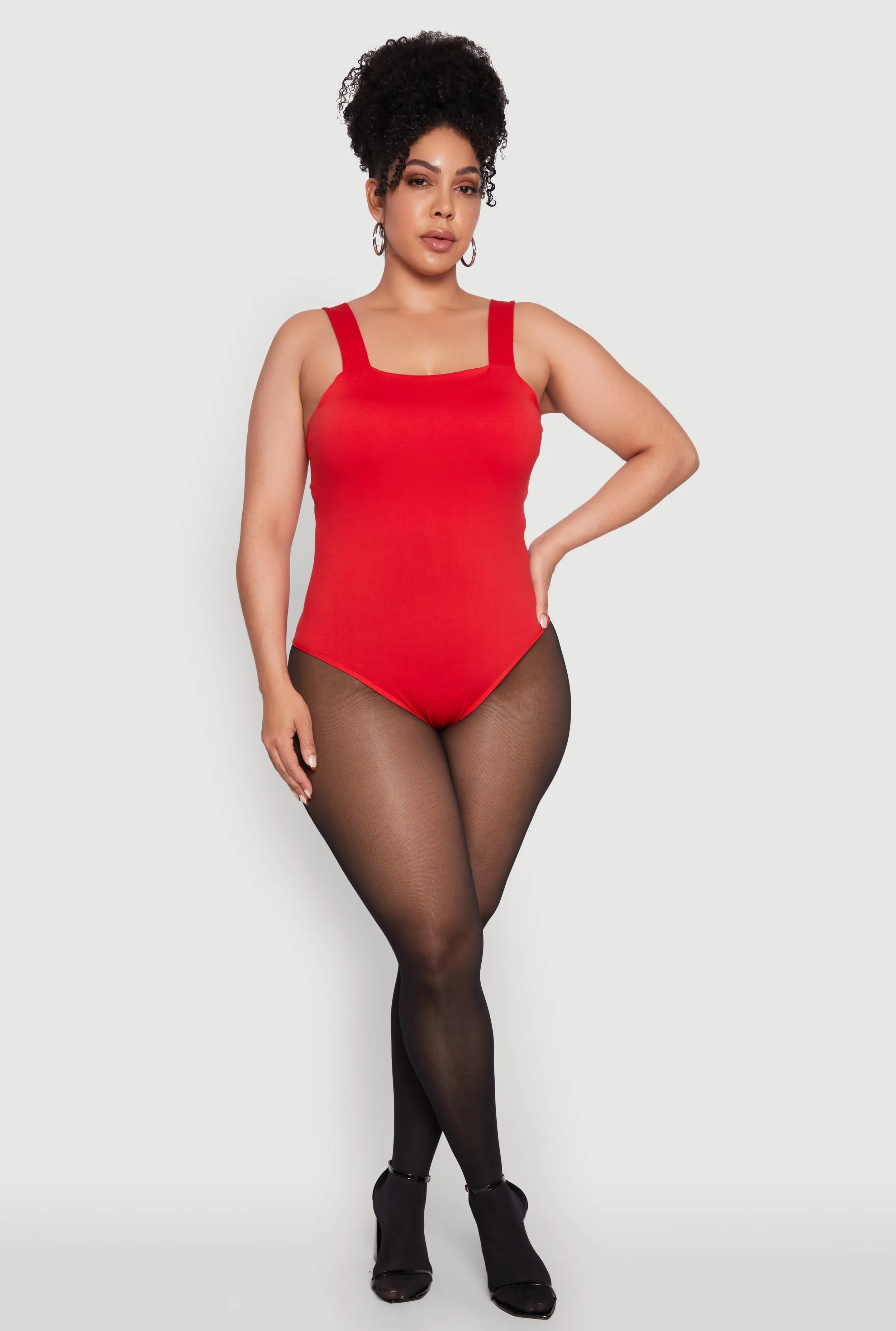 Plus Size Trendy Seamless Square Neck Shelf Bra Bodysuit sold by Rainbow product image thumbnail 3