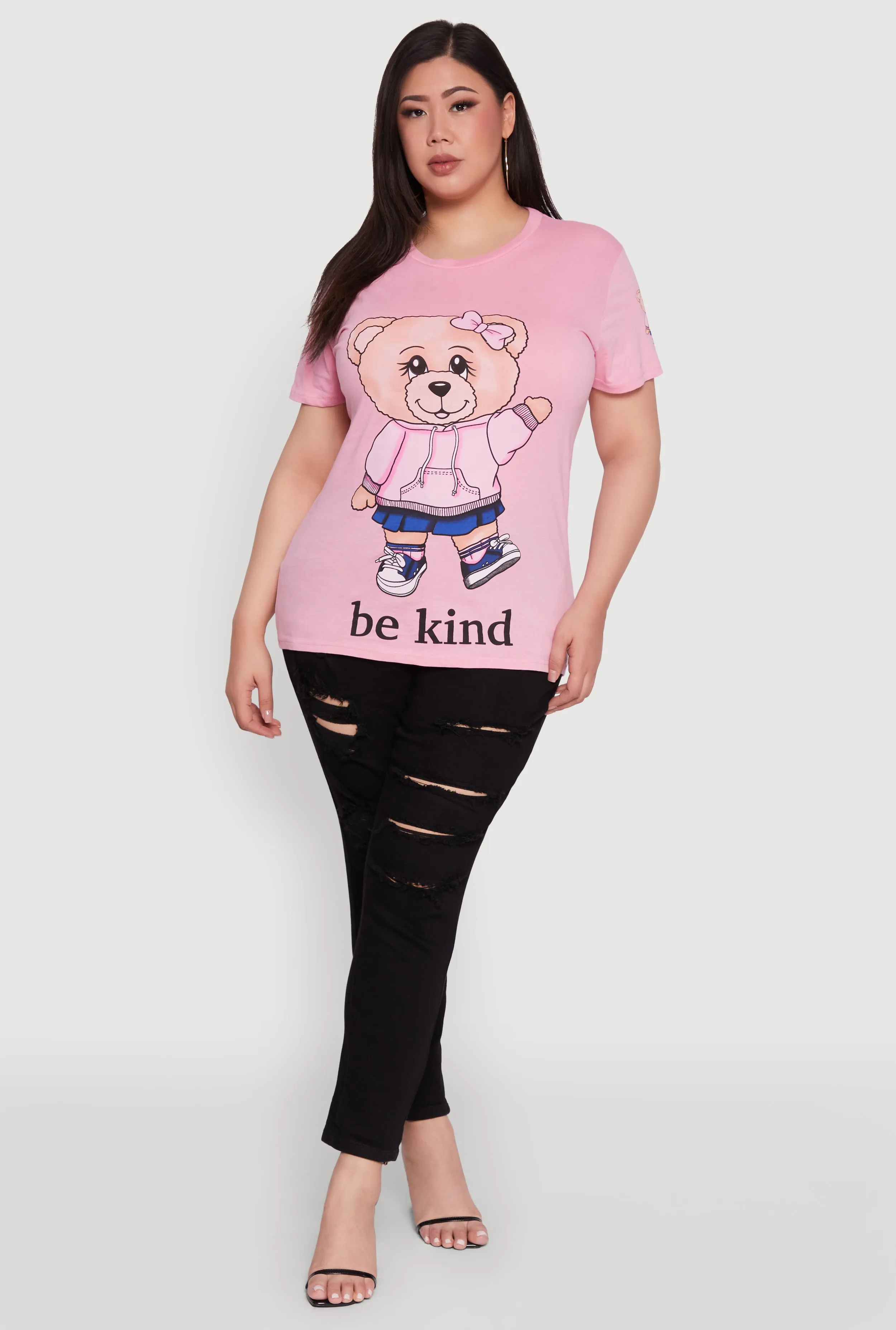 Plus Size Be Kind Bear Graphic Crew Neck T-Shirt sold by Rainbow product image thumbnail 2