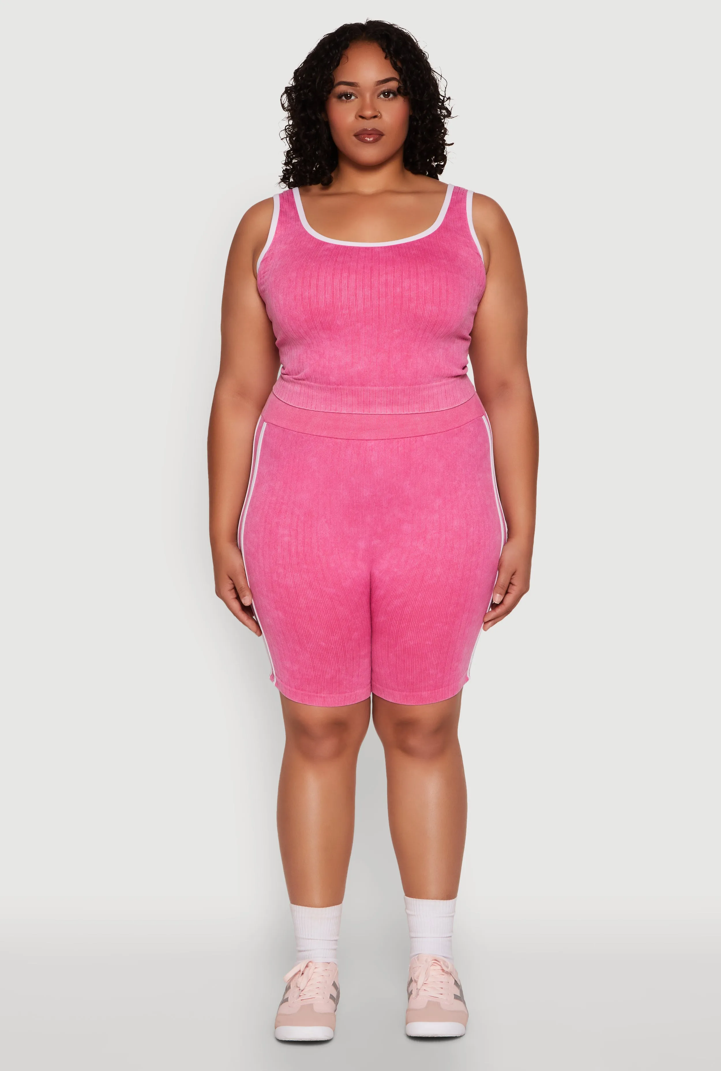 Plus Size Mineral Wash Contrast Trim Biker Shorts sold by Rainbow product image thumbnail 3