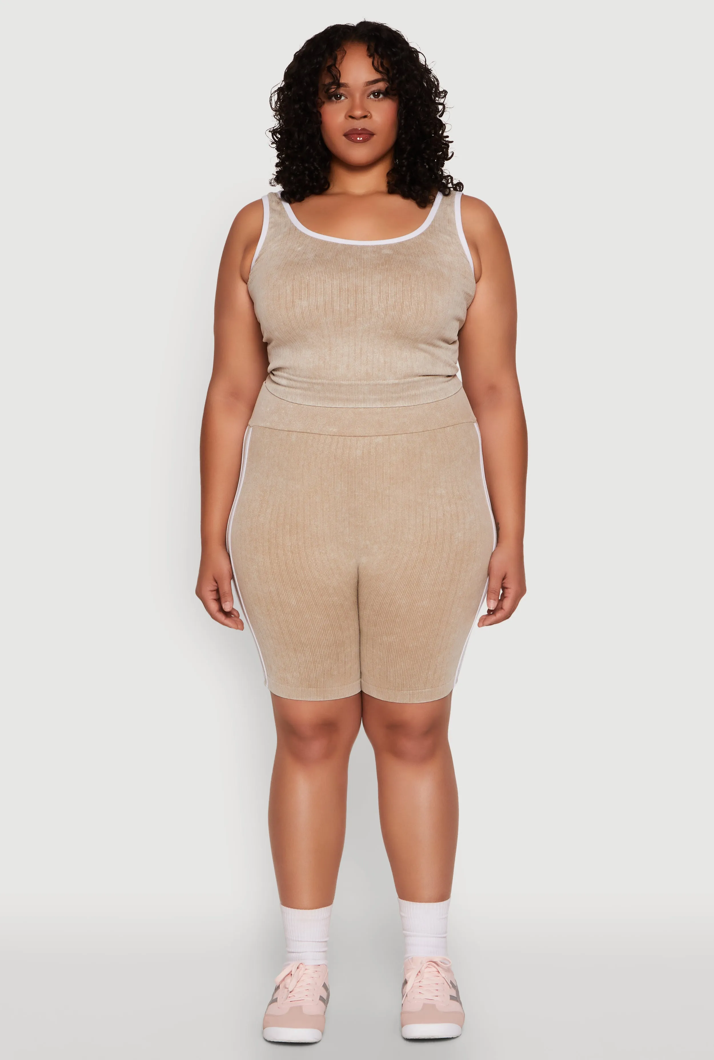 Plus Size Mineral Wash Contrast Trim Biker Shorts sold by Rainbow product image thumbnail 2