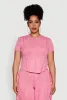 Plus Size Mineral Wash Pintuck Short Sleeve Top sold by Rainbow