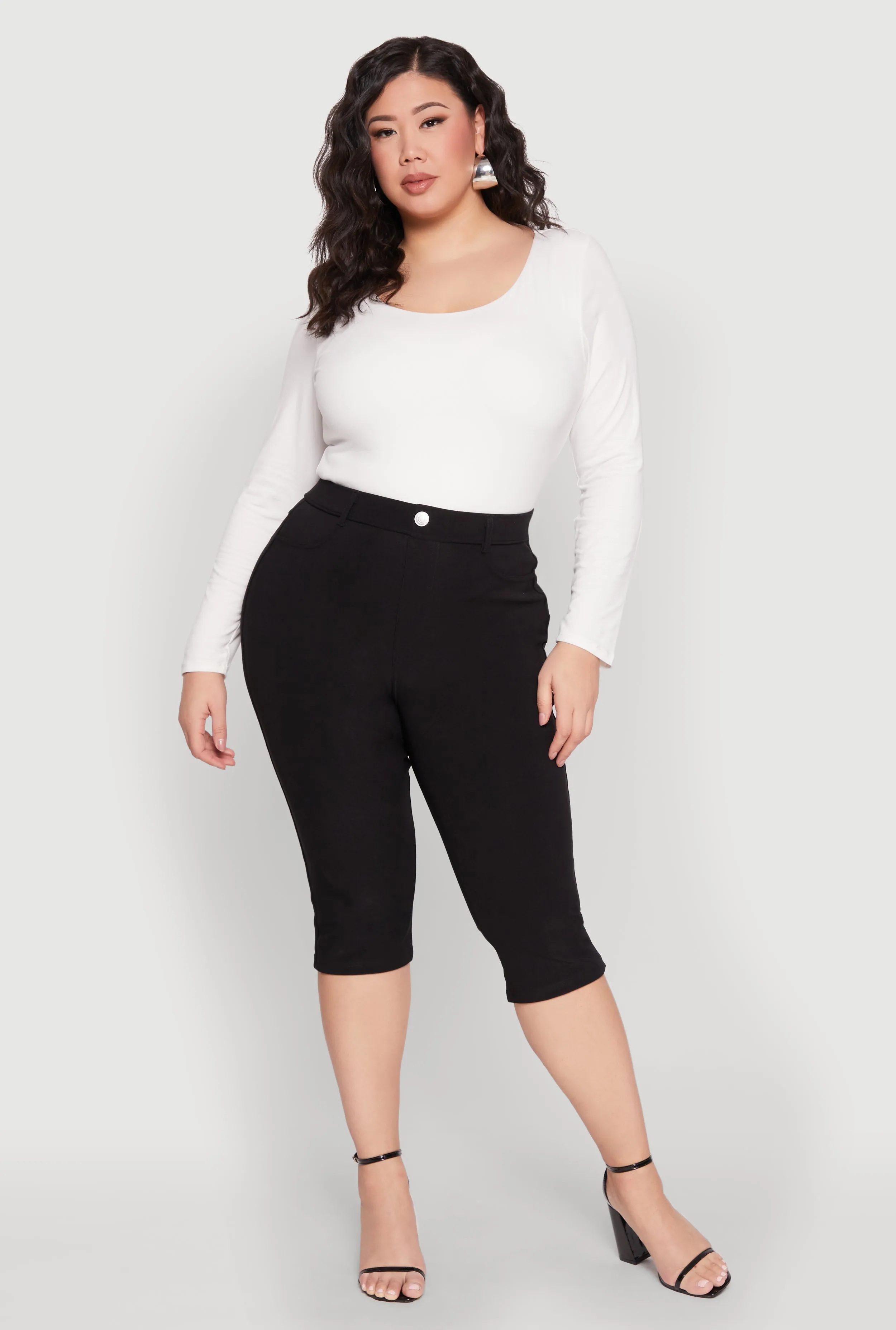 Plus Size Basic Scuba Capri Pants sold by Rainbow