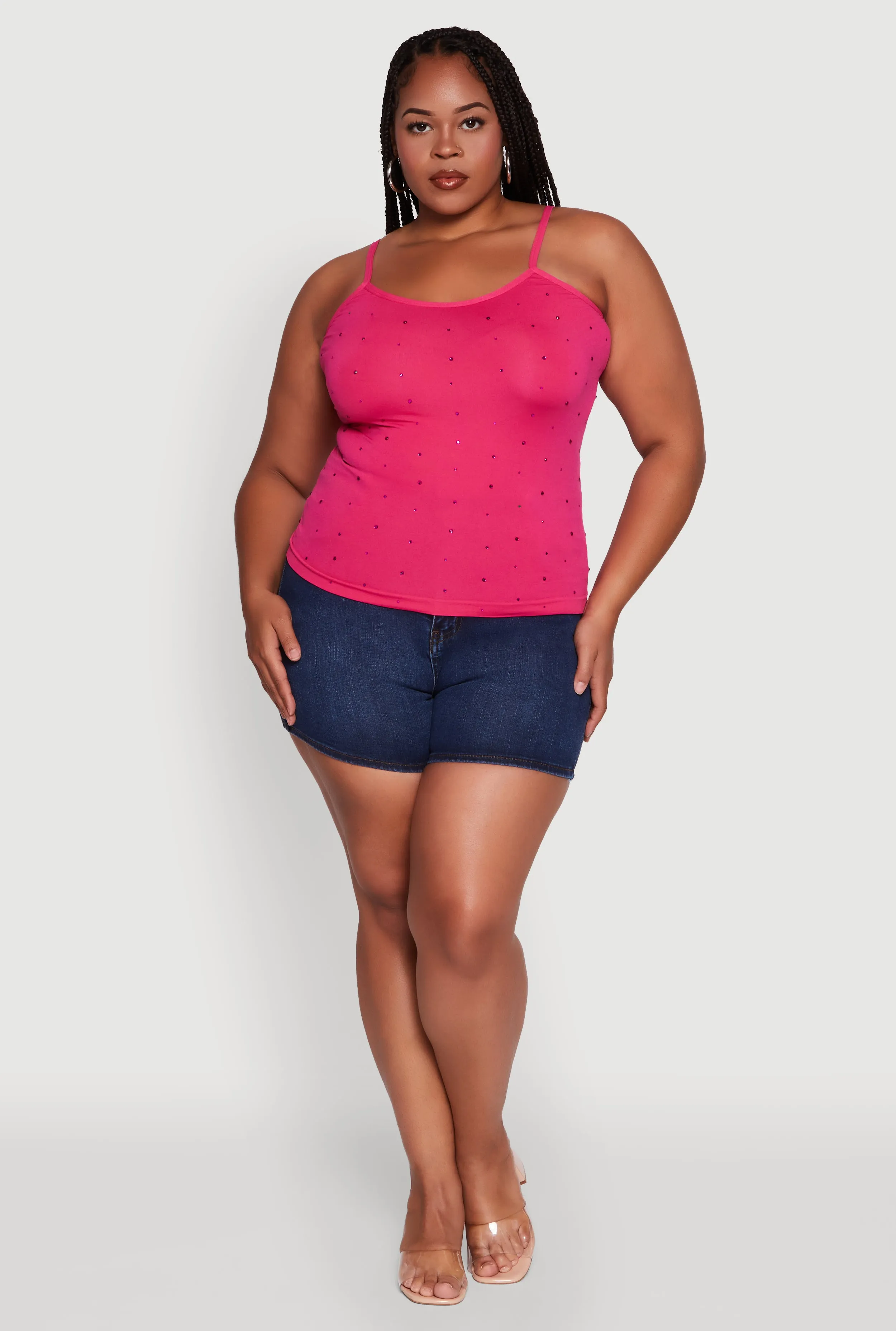 Plus Size Seamless Rhinestone Detail Cami sold by Rainbow