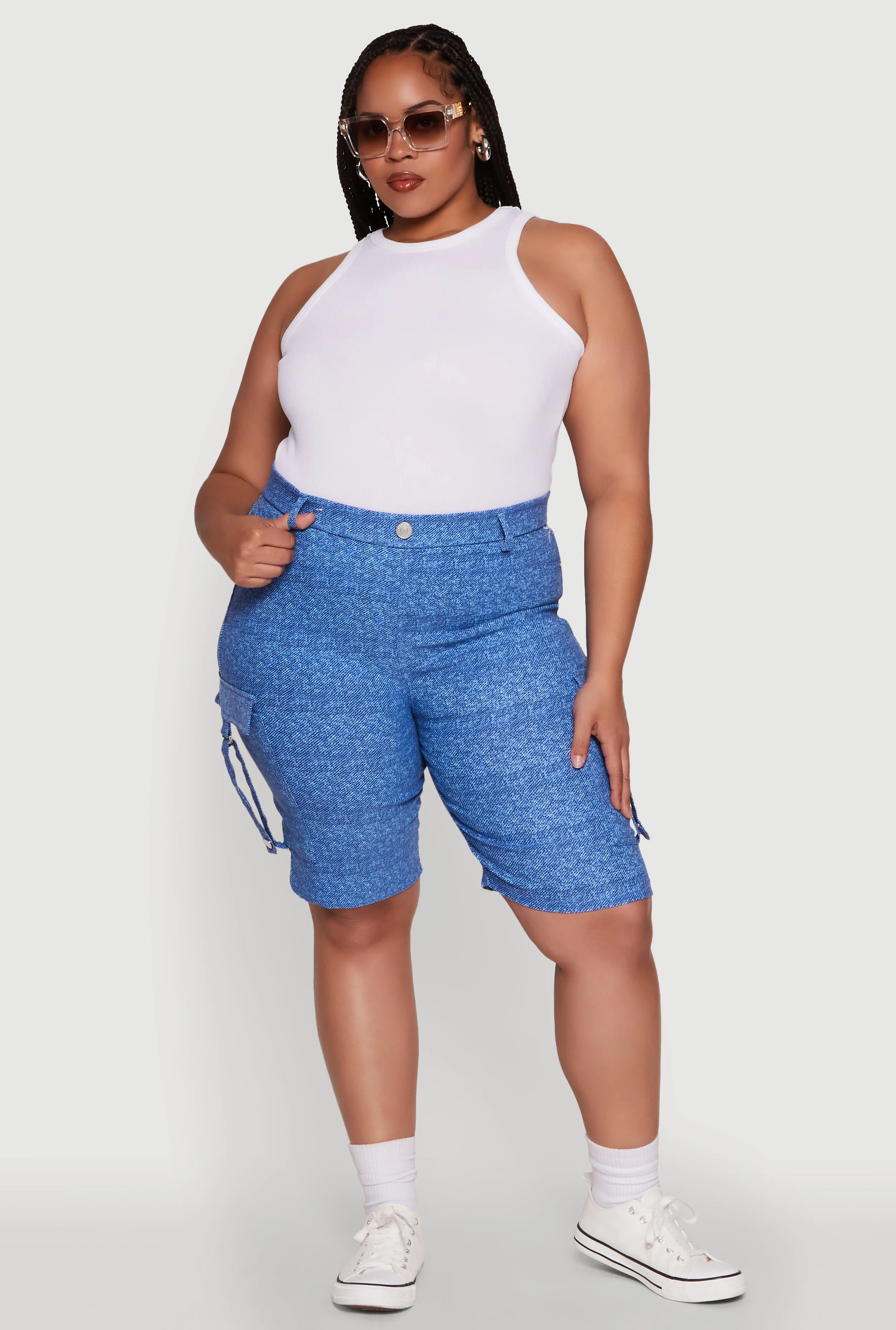 Plus Size Patterned Pull On Cargo Bermuda Shorts sold by Rainbow product image thumbnail 2