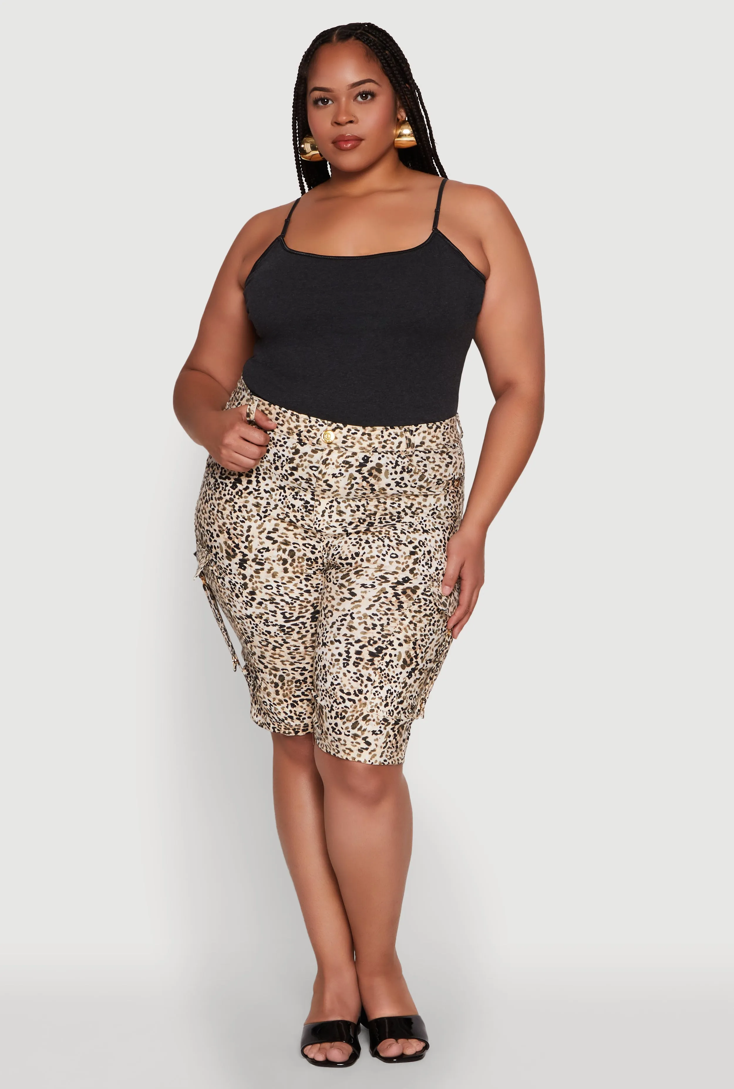 Plus Size Patterned Pull On Cargo Bermuda Shorts sold by Rainbow product image thumbnail 3