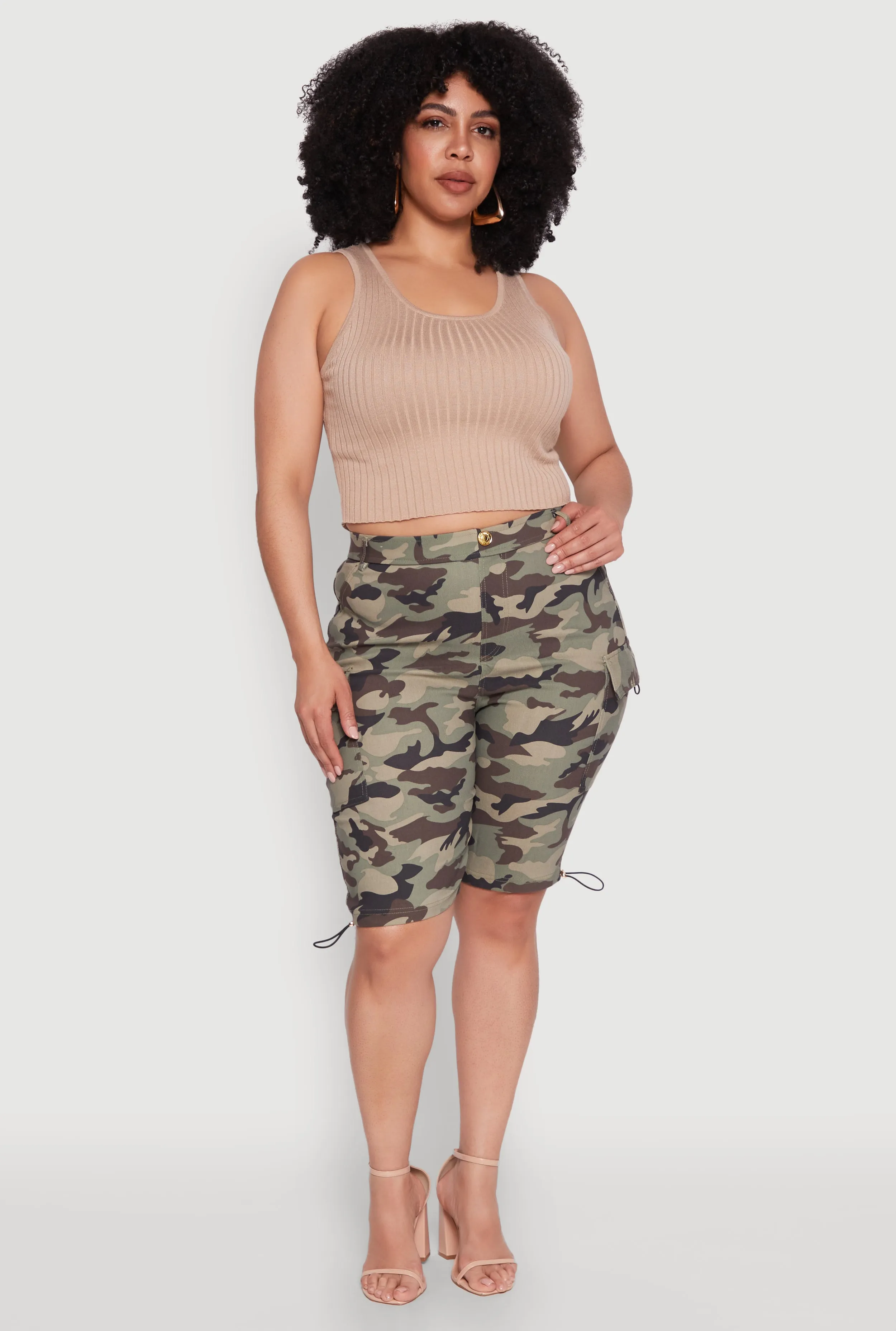 Plus Size Hyper Stretch Cargo Bermuda Shorts sold by Rainbow