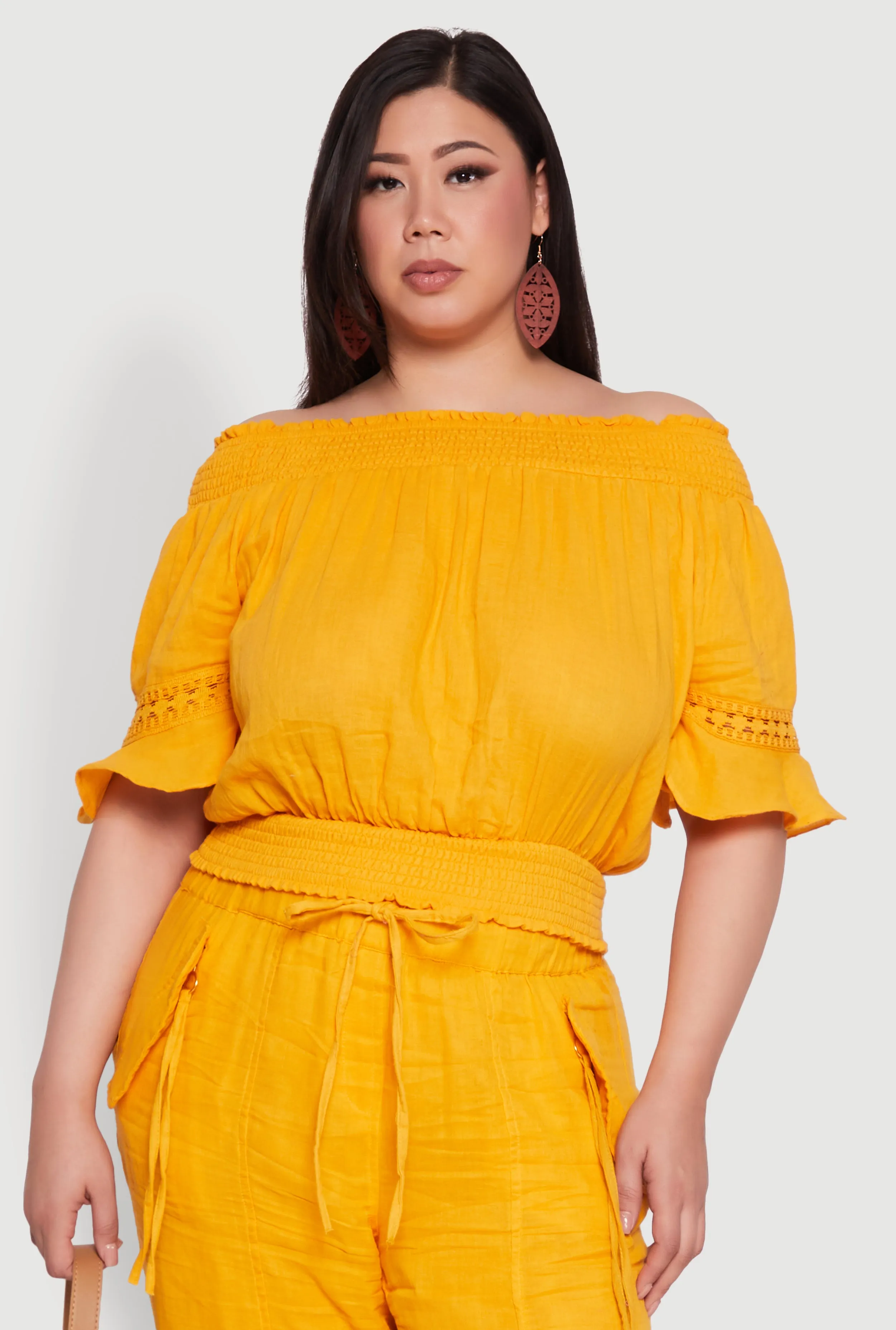 Plus Size Chic Crochet Detail Off Shoulder Blouse sold by Rainbow product image thumbnail 5