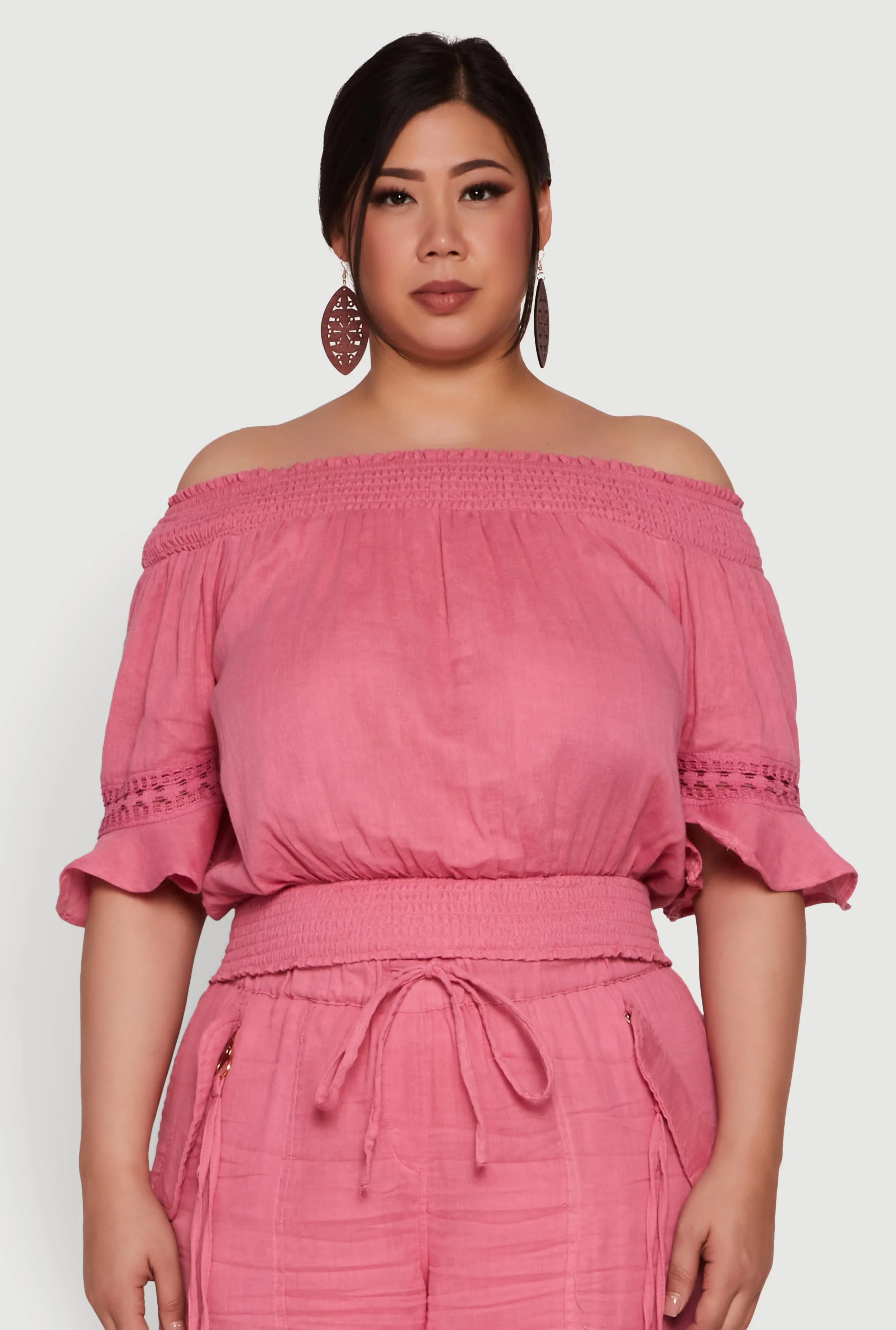 Plus Size Chic Crochet Detail Off Shoulder Blouse sold by Rainbow product image thumbnail 3