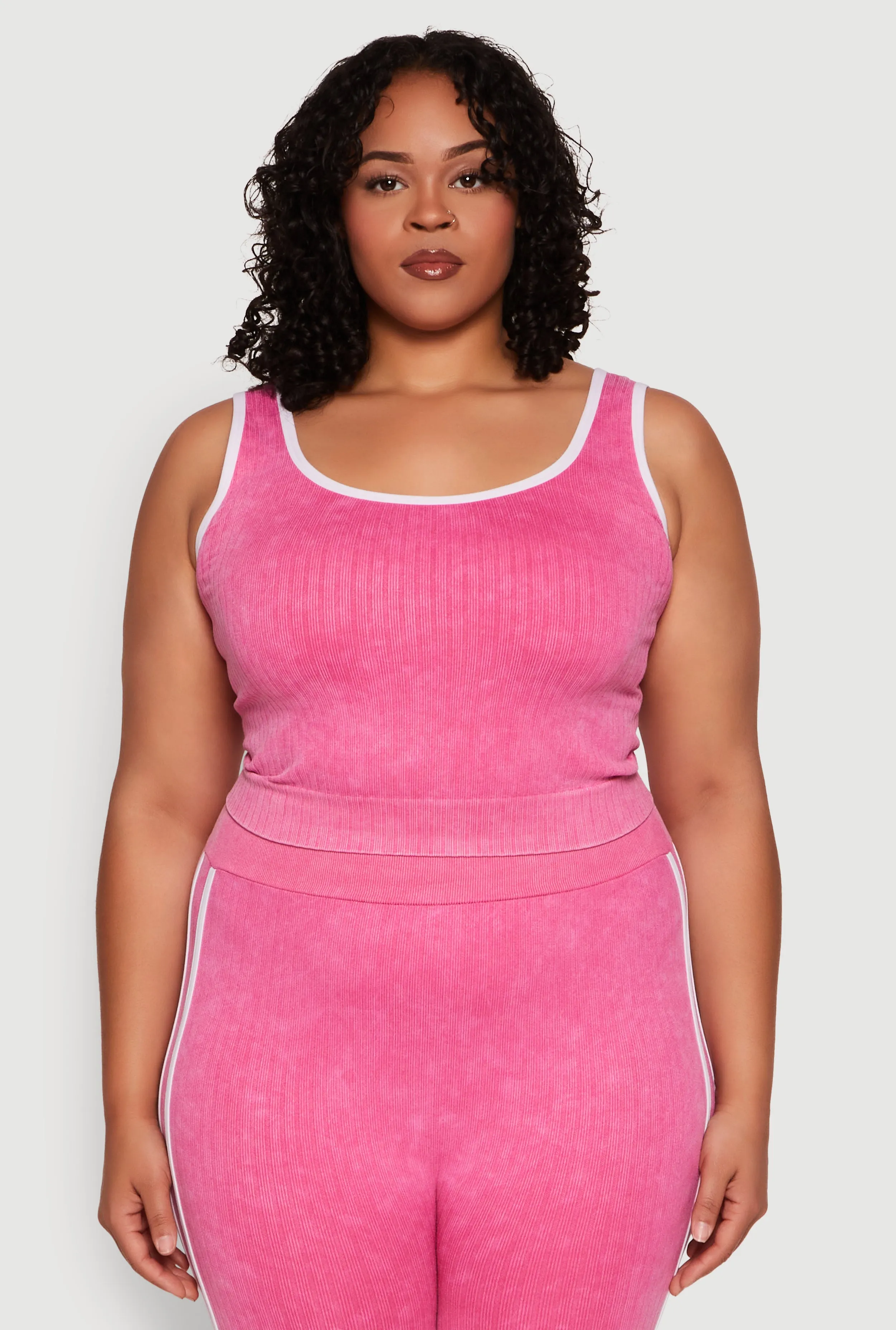 Plus Size Mineral Wash Contrast Trim Crop Top sold by Rainbow product image thumbnail 4