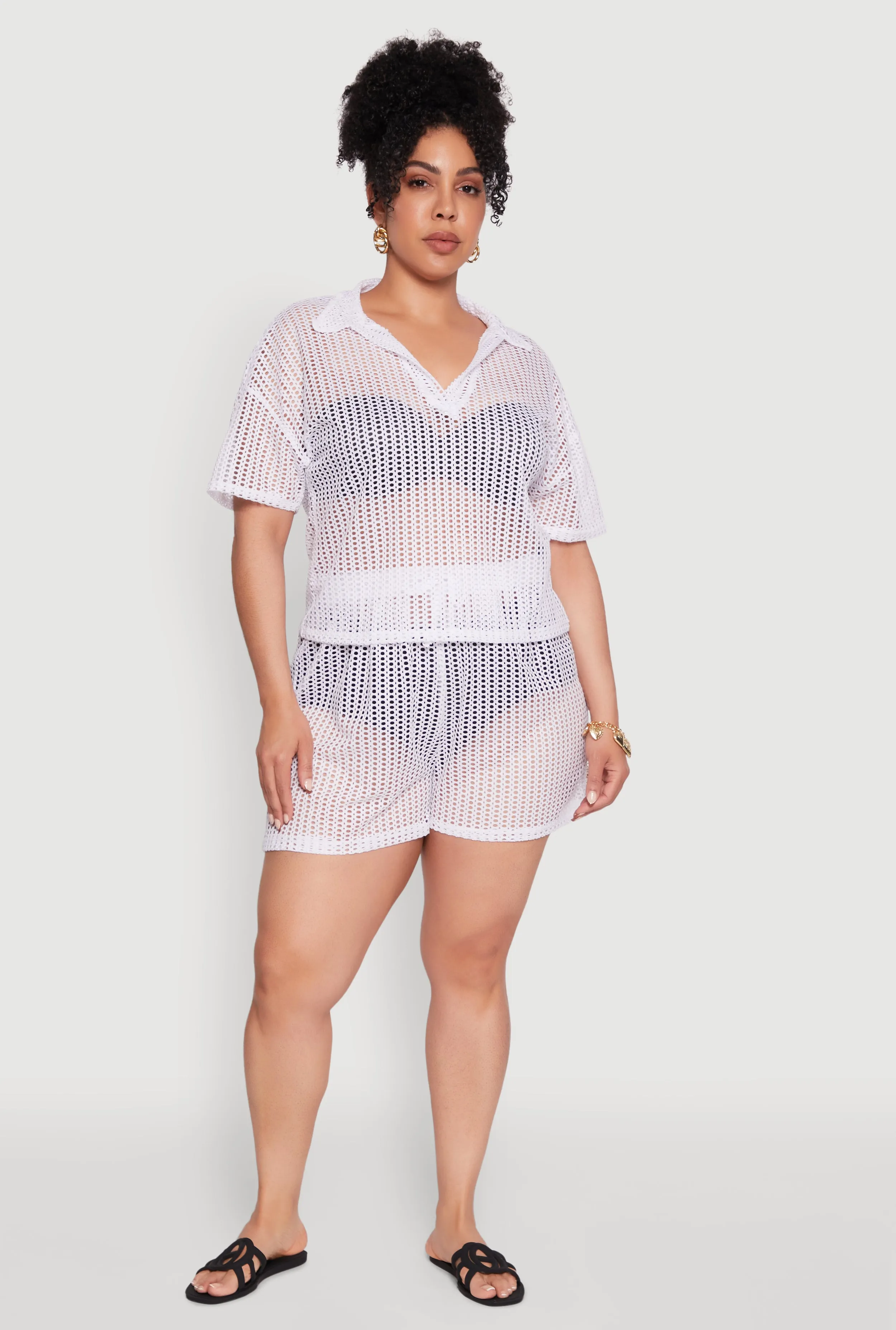 Plus Size Laser Cut Shorts with Drawstring Waist sold by Rainbow product image thumbnail 2