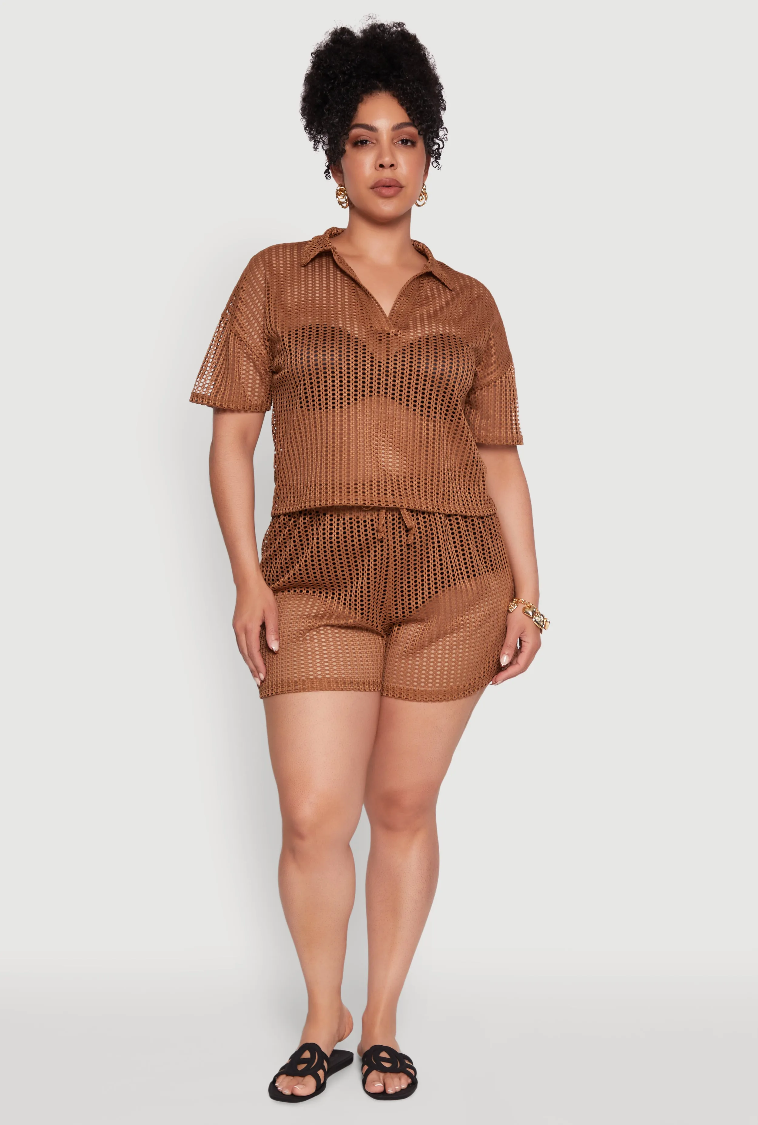 Plus Size Laser Cut Shorts with Drawstring Waist sold by Rainbow product image thumbnail 3