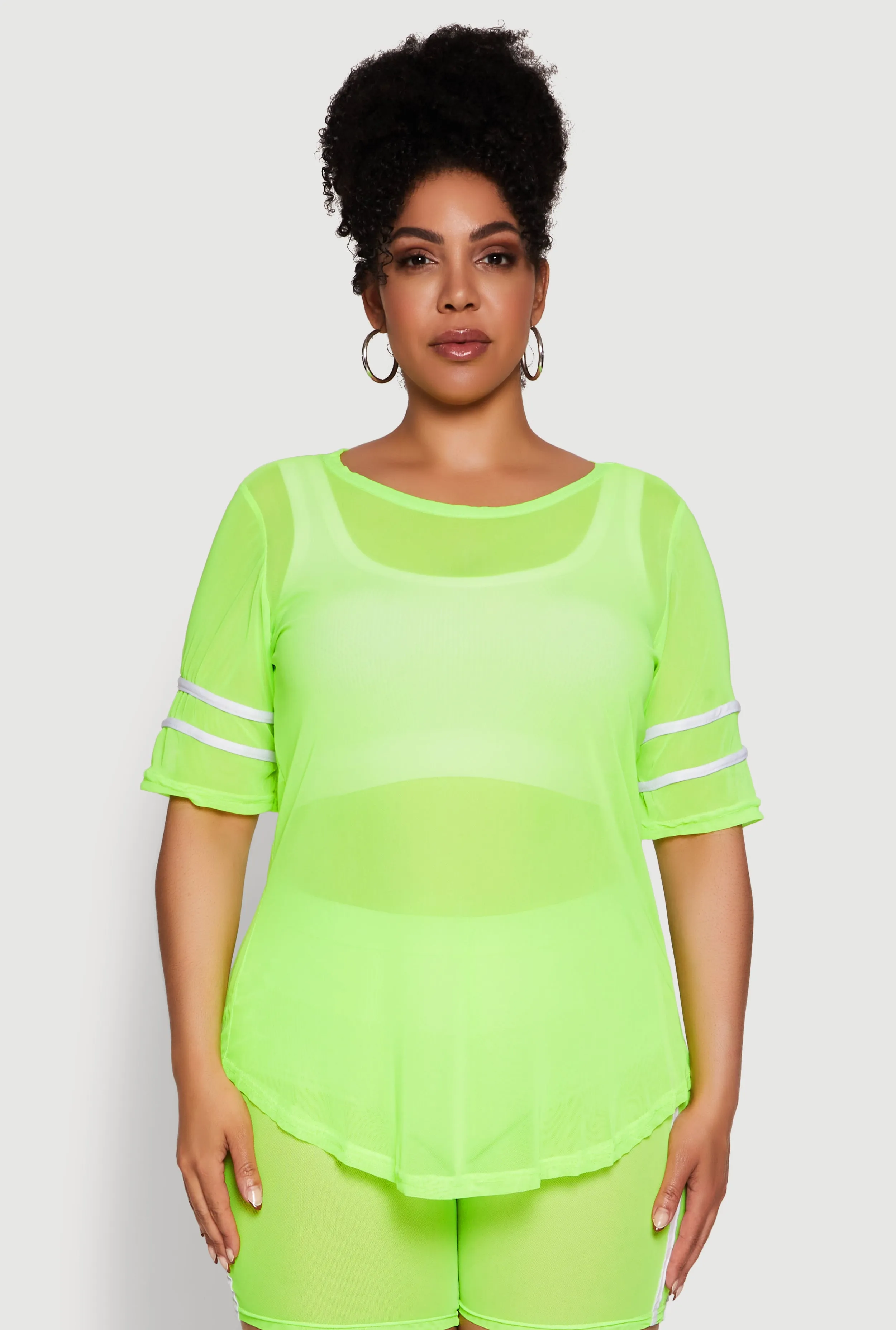 Plus Size Varsity Stripe Short Sleeve Mesh Top sold by Rainbow product image thumbnail 3