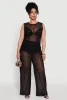 Plus Size Stylish High Waisted Wavy Stripe Mesh Palazzo Pants sold by Rainbow