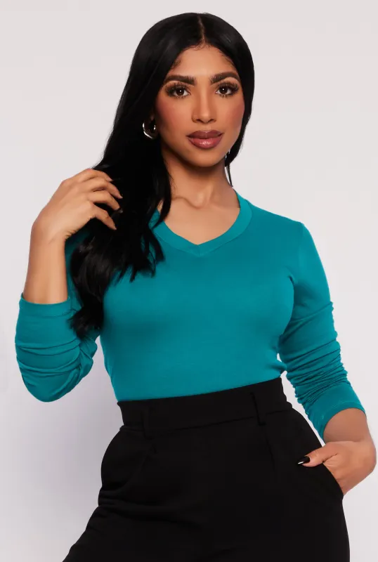 V Neck Long Sleeve T Shirt sold by Rainbow