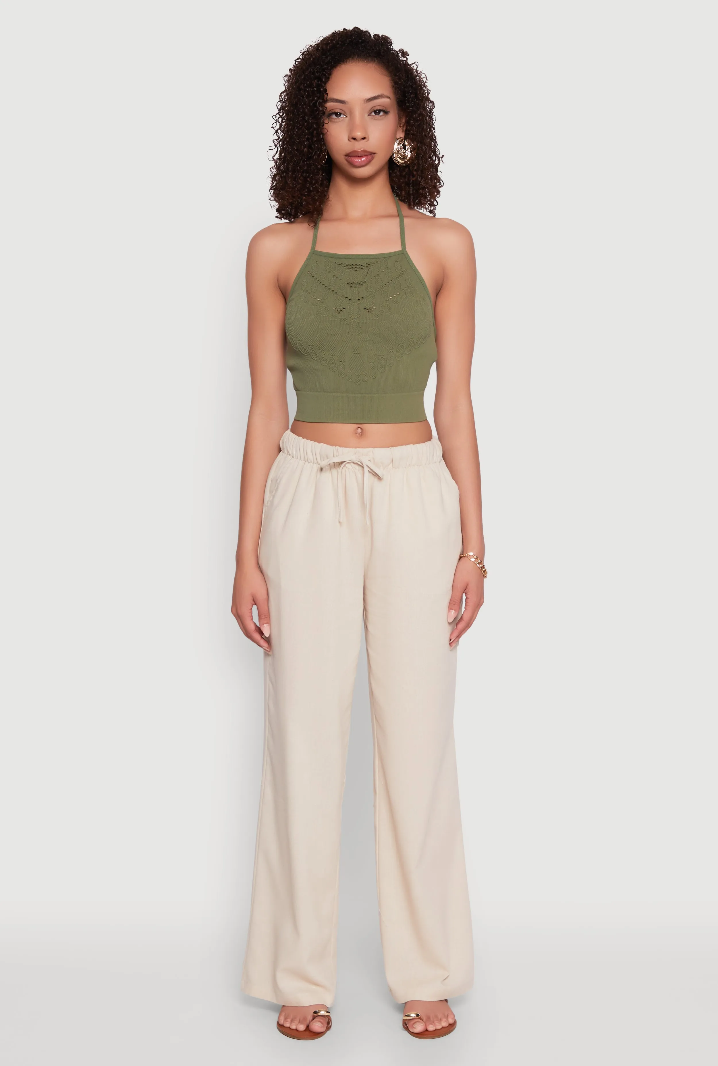 Seamless Laser Cut Cropped Halter Top sold by Rainbow product image thumbnail 4