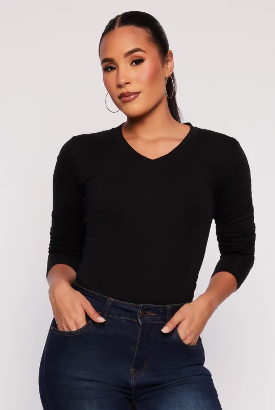V Neck Long Sleeve Tee sold by Rainbow