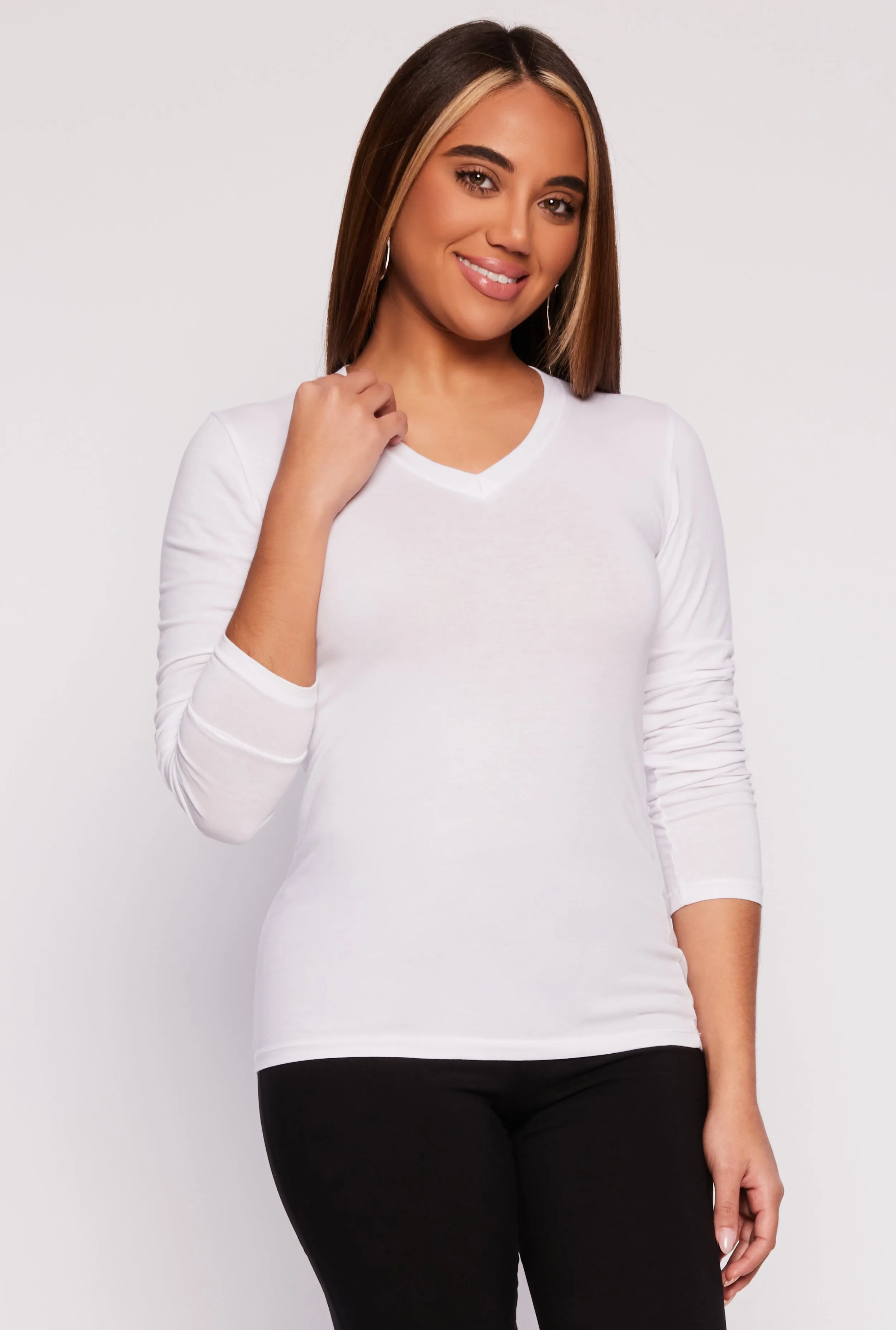 V Neck Long Sleeve Tee sold by Rainbow product image thumbnail 2