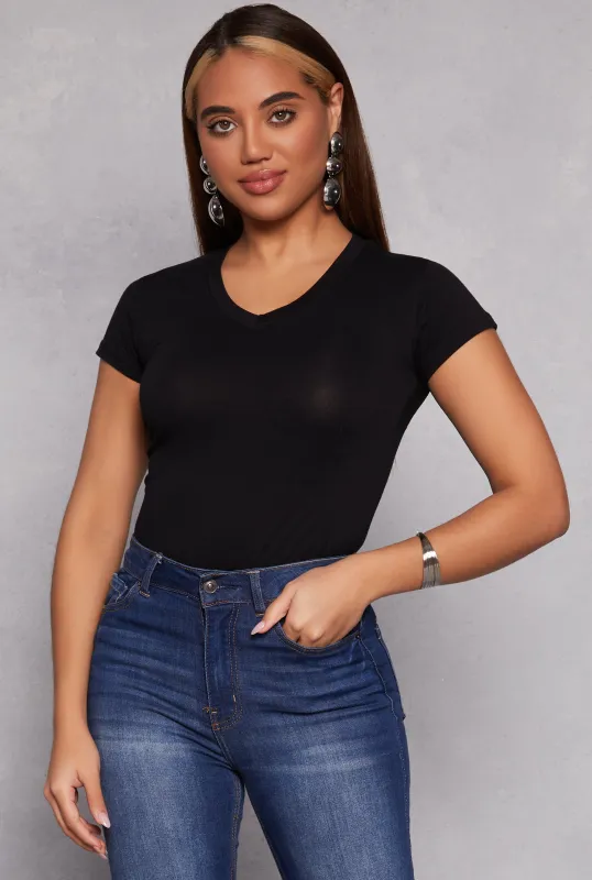 Short Sleeve V Neck Top sold by Rainbow