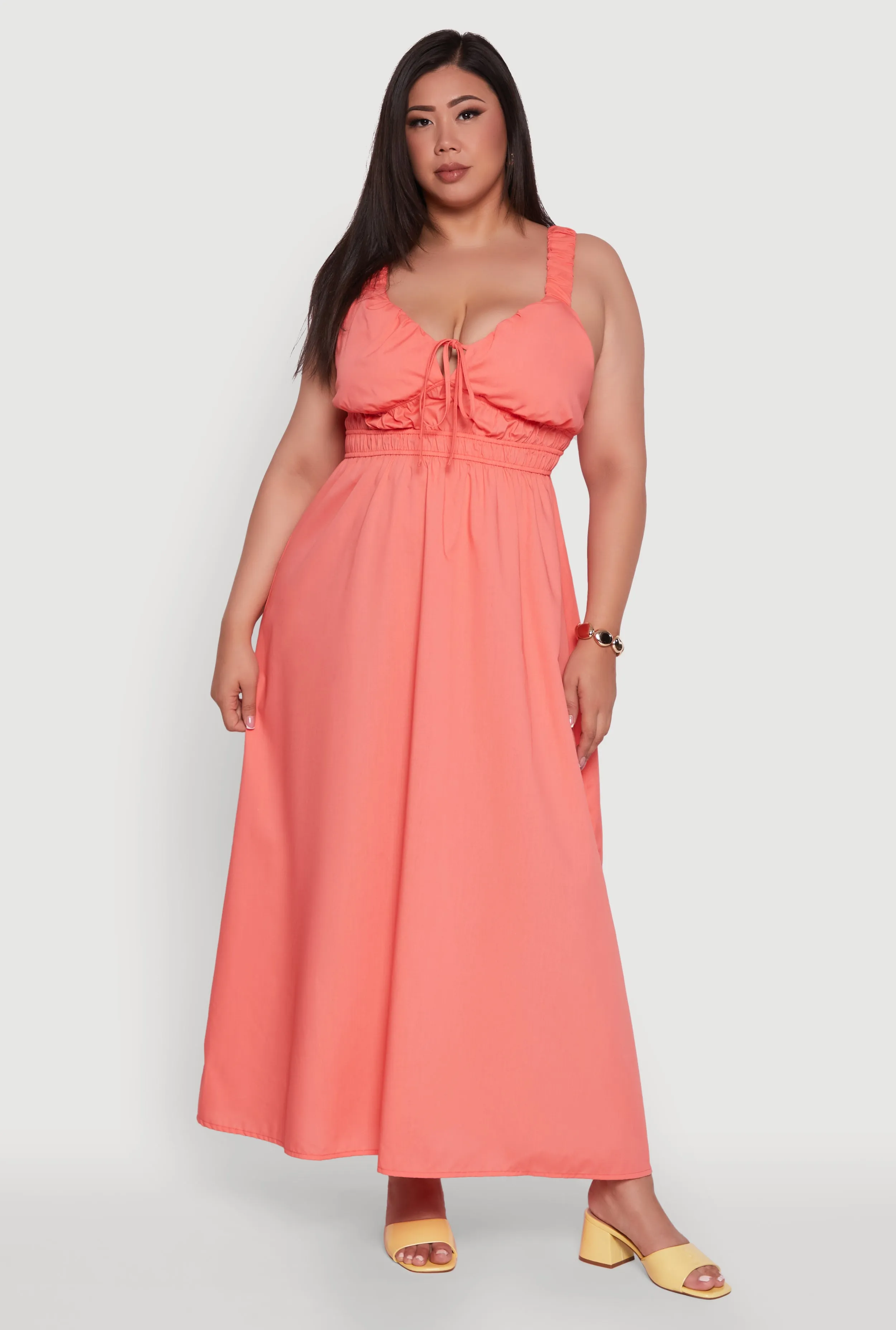 Plus Size Poplin Tie Front Maxi Dress sold by Rainbow product image thumbnail 3