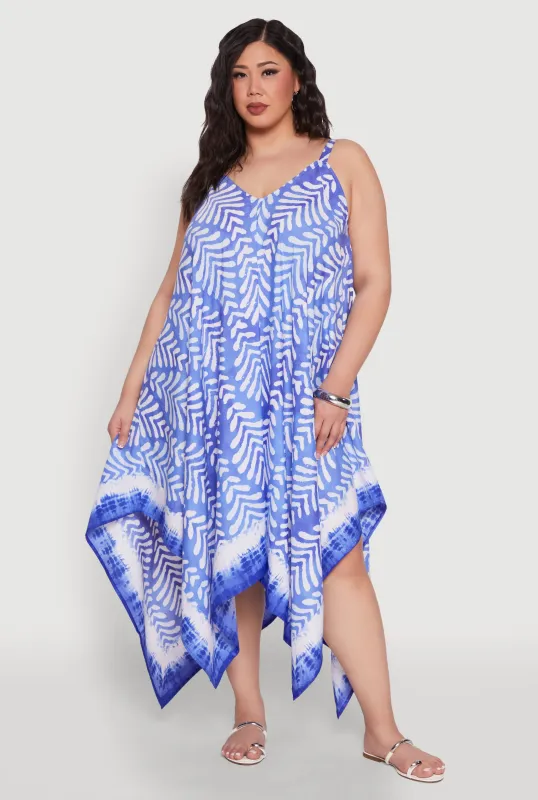 Plus Size Printed Sharkbite Hem Dress sold by Rainbow