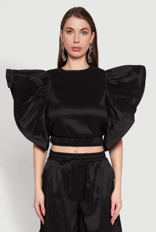 Flutter Sleeve Crop Top made by Rainbow