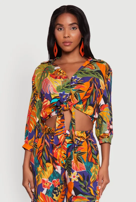 Floral Print Button Front Blouse sold by Rainbow