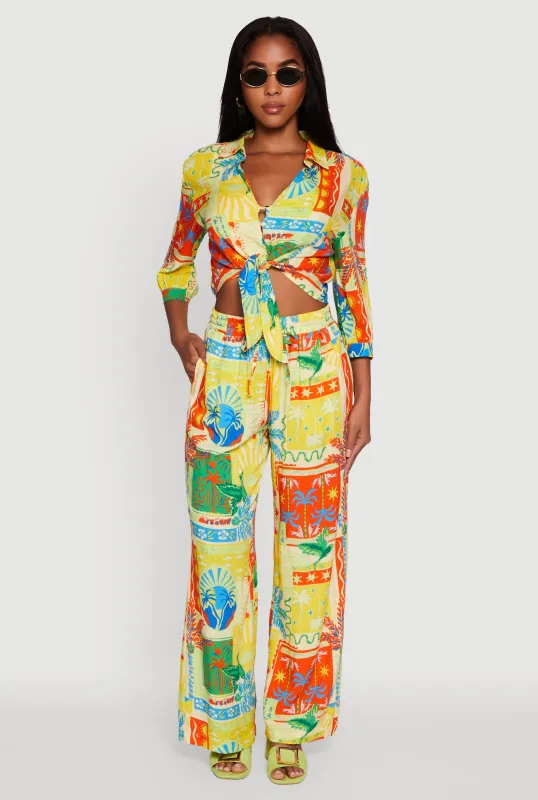 Printed Patterned High Waist Palazzo Pants sold by Rainbow