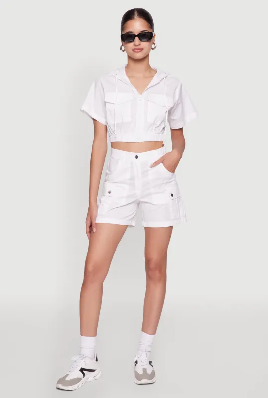 Trendy High Waisted Cargo Shorts sold by Rainbow