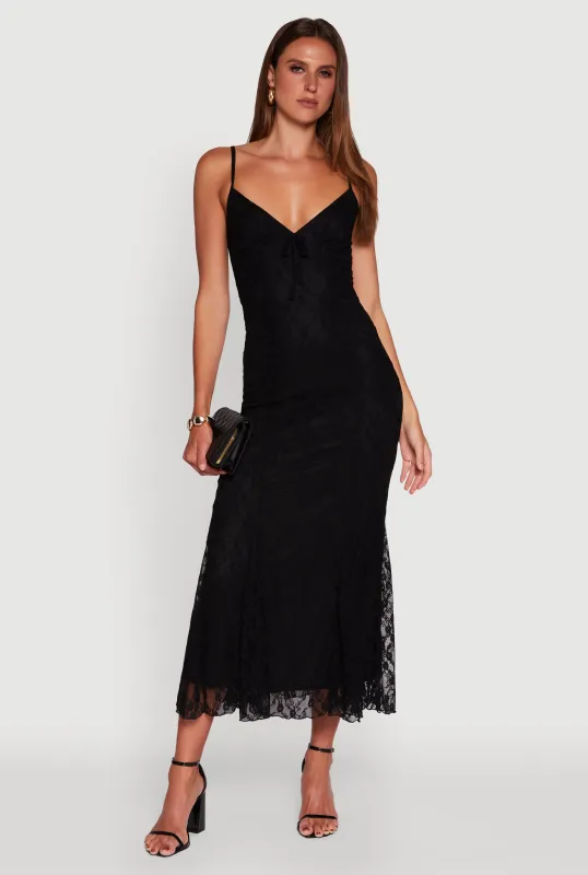 Floral Lace Overlay Mermaid Maxi Dress sold by Rainbow