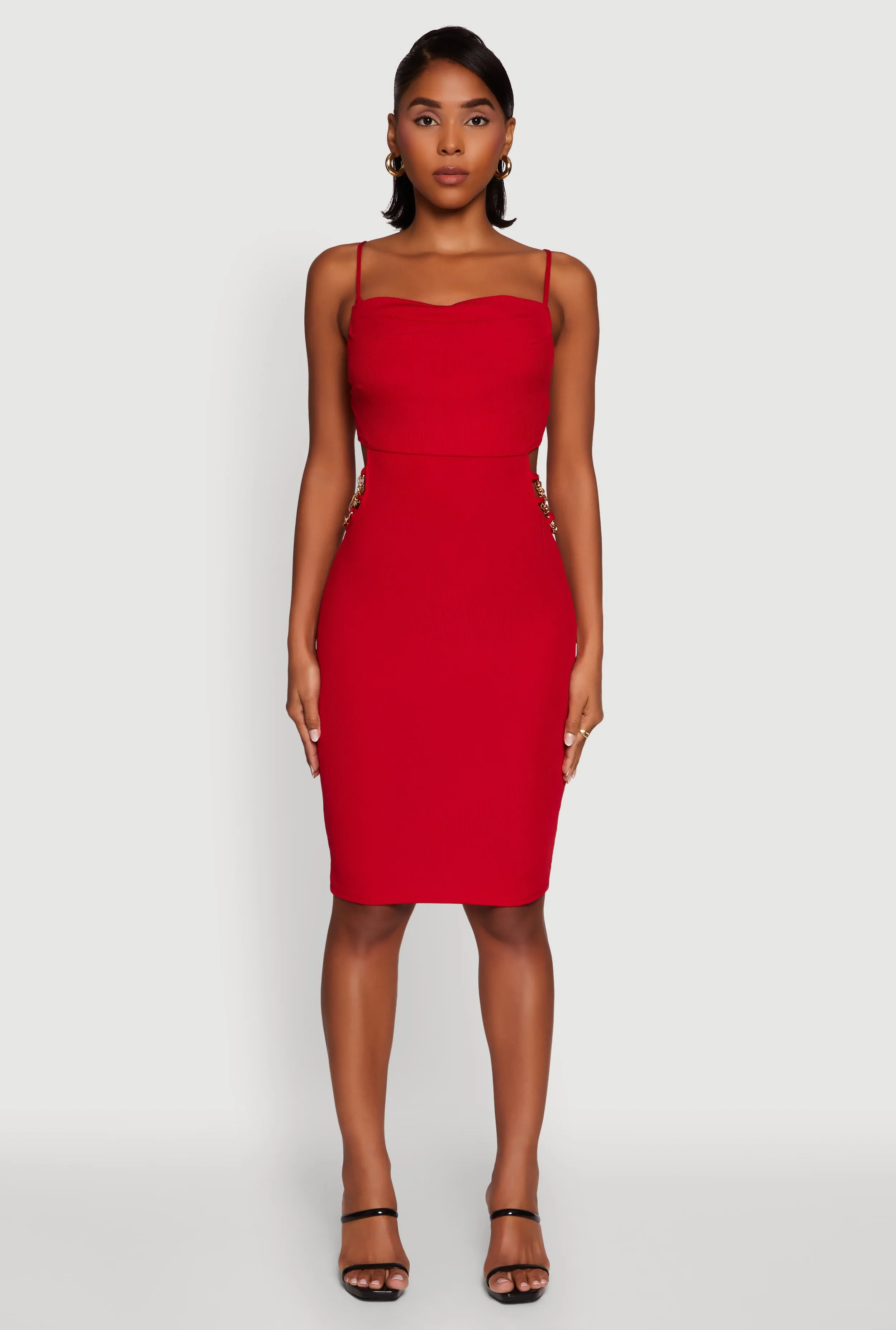 Rib Knit Caged Side Midi Dress with Ornamental Chains sold by Rainbow product image thumbnail 4