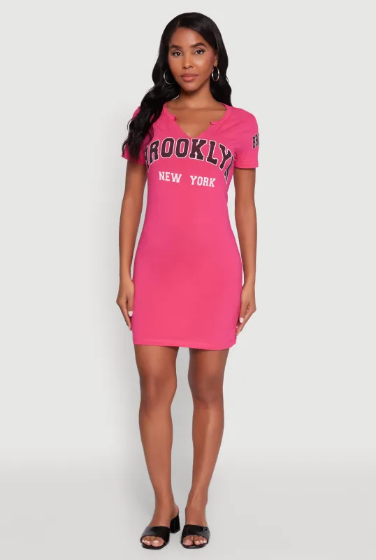 Brooklyn New York Graphic Short Sleeve T Shirt Dress sold by Rainbow