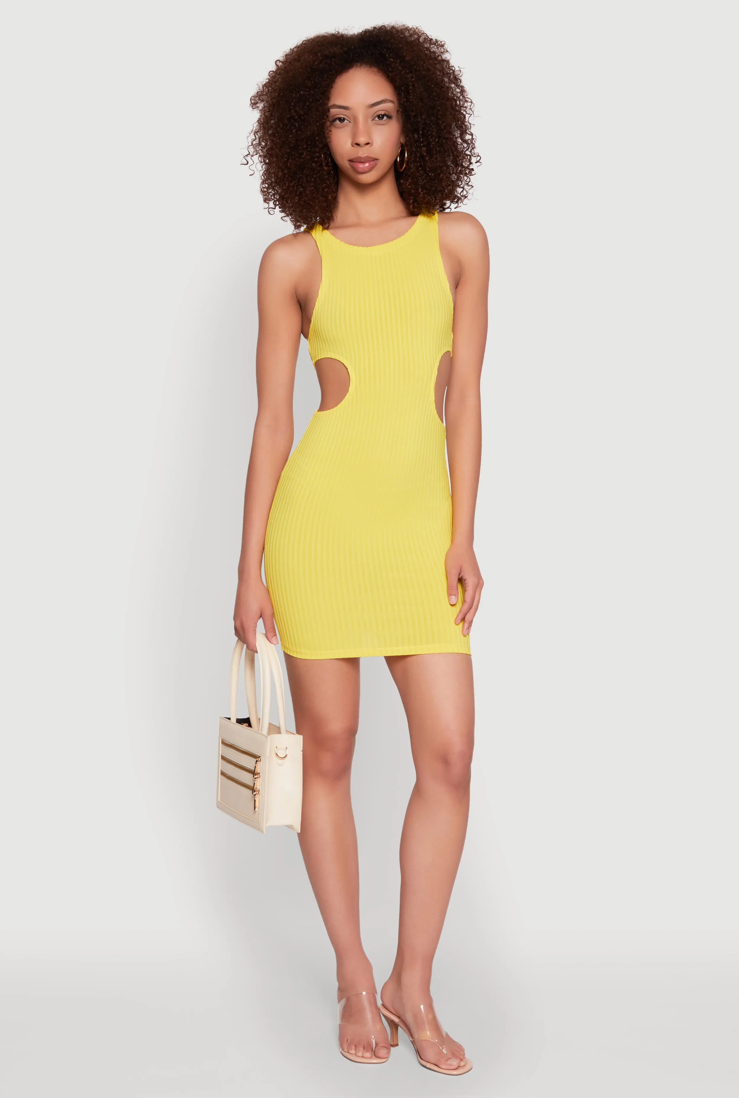 Ribbed Knit Side Cut Out Mini Tank Dress sold by Rainbow product image thumbnail 4