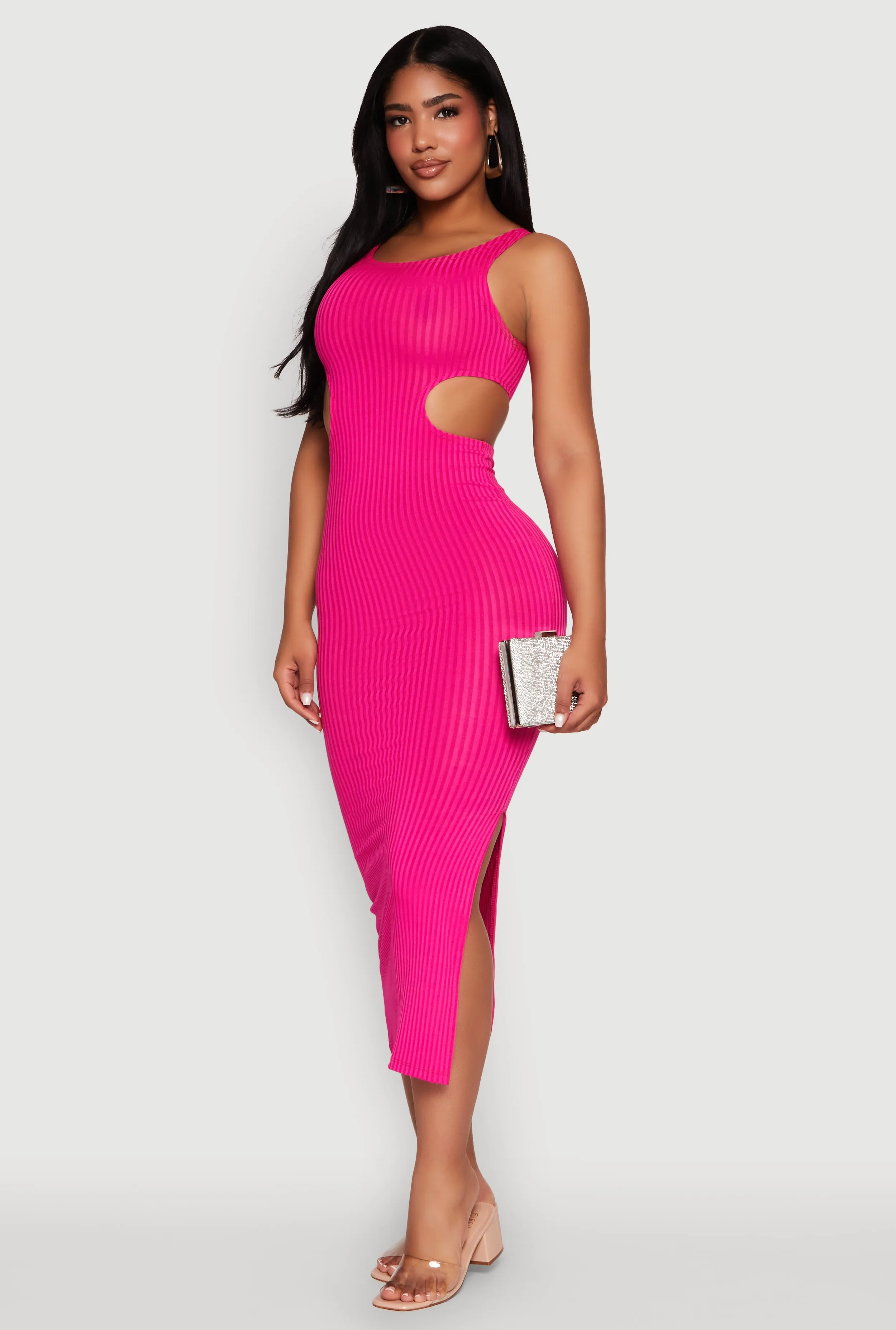 Rib Knit Side Cut Out Maxi Dress sold by Rainbow product image thumbnail 4