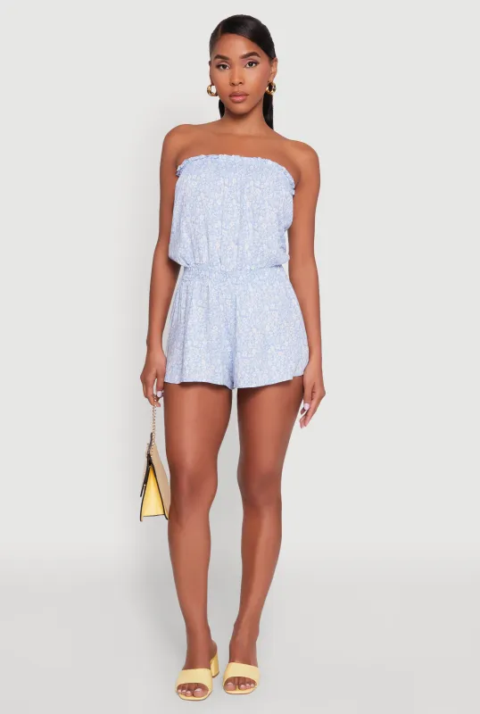 Chic Ditsy Floral Ruffle Tube Romper sold by Rainbow