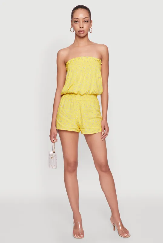 Trendy Ditsy Floral Ruffle Tube Romper sold by Rainbow